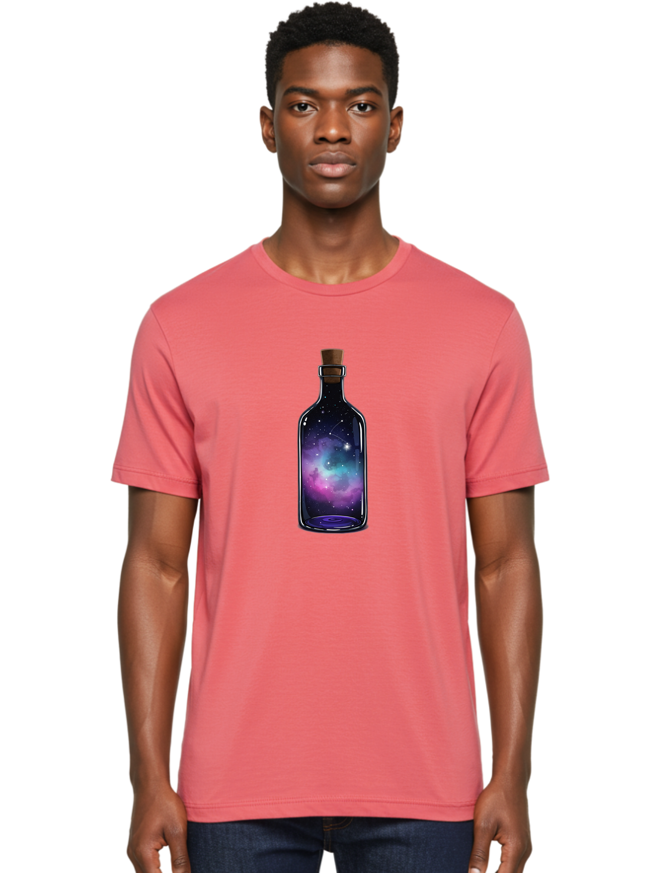 Galaxy-Bottle-3 Men'S Graphic Tee, 100% Cotton, Comfortable Casual Summer Wear, Machine Washable, Vintage Camera, Old Camera, Antique Camera, Black Camera, Classic Photography, Photography Equipment, Nostalgic Device, Film Camera, Camera Art Bai953