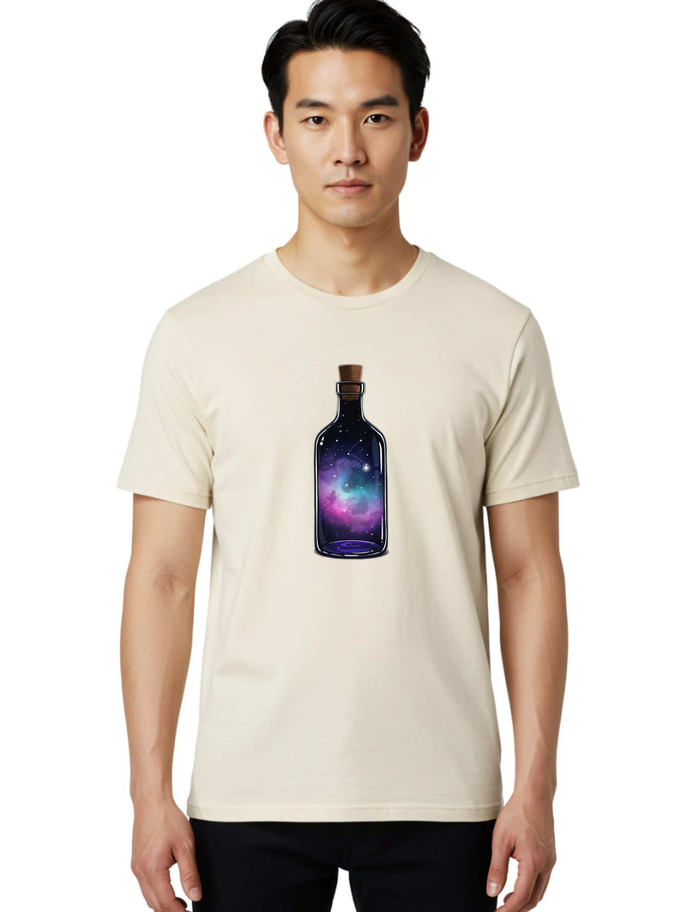 Galaxy-Bottle-3 Men'S Graphic Tee, 100% Cotton, Comfortable Casual Summer Wear, Machine Washable, Vintage Camera, Old Camera, Antique Camera, Black Camera, Classic Photography, Photography Equipment, Nostalgic Device, Film Camera, Camera Art Bai953