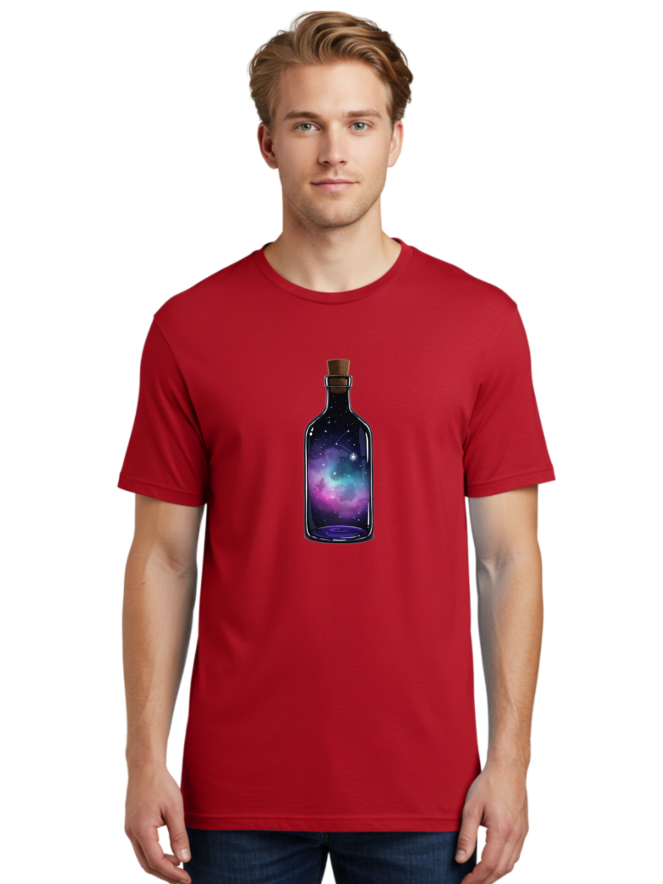 Galaxy-Bottle-3 Men'S Graphic Tee, 100% Cotton, Comfortable Casual Summer Wear, Machine Washable, Vintage Camera, Old Camera, Antique Camera, Black Camera, Classic Photography, Photography Equipment, Nostalgic Device, Film Camera, Camera Art Bai953