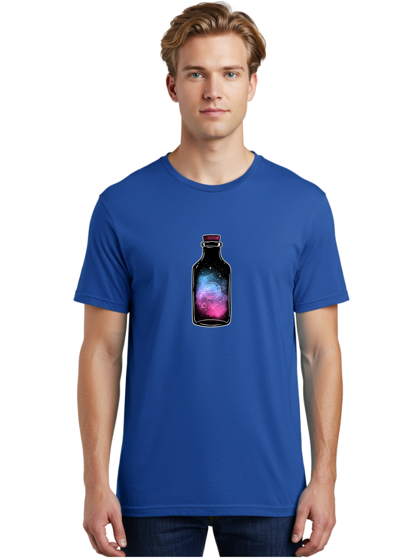 Galaxy-Bottle-4 Men'S Graphic Tee, 100% Cotton, Comfortable Casual Summer Wear, Machine Washable, Vintage Camera, Old Camera, Antique Camera, Black Camera, Classic Photography, Photography Equipment, Nostalgic Device, Film Camera, Camera Art Bai954