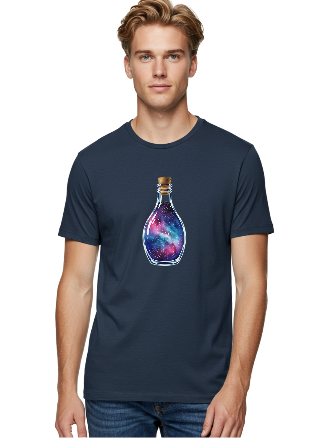 Galaxy-Bottle-5 Men'S Graphic Tee, 100% Cotton, Comfortable Casual Summer Wear, Machine Washable, Vintage Camera, Old Camera, Antique Camera, Black Camera, Classic Photography, Photography Equipment, Nostalgic Device, Film Camera, Camera Art Bai955