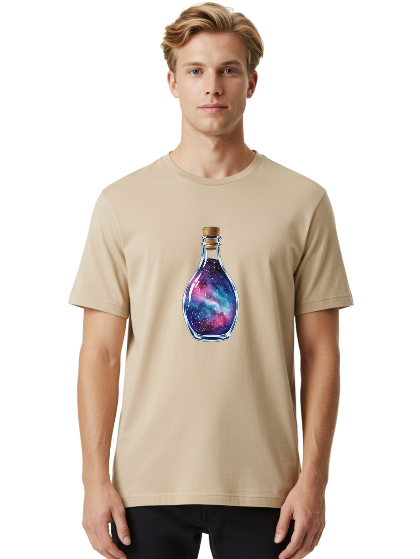 Galaxy-Bottle-5 Men'S Graphic Tee, 100% Cotton, Comfortable Casual Summer Wear, Machine Washable, Vintage Camera, Old Camera, Antique Camera, Black Camera, Classic Photography, Photography Equipment, Nostalgic Device, Film Camera, Camera Art Bai955