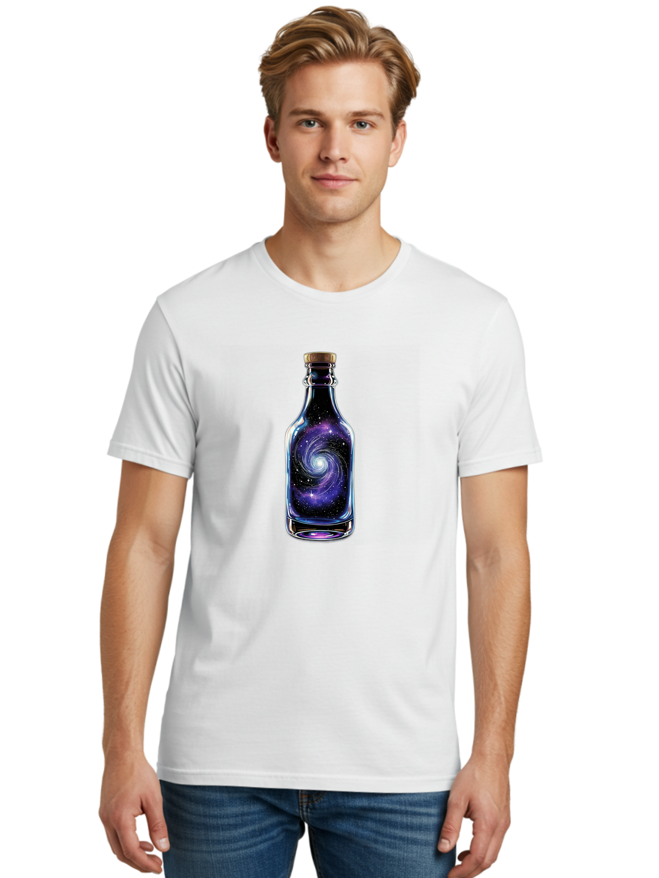 Galaxy-Bottle-6 Men'S Graphic Tee, 100% Cotton, Comfortable Casual Summer Wear, Machine Washable, Vintage Camera, Old Camera, Antique Camera, Black Camera, Classic Photography, Photography Equipment, Nostalgic Device, Film Camera, Camera Art Bai956