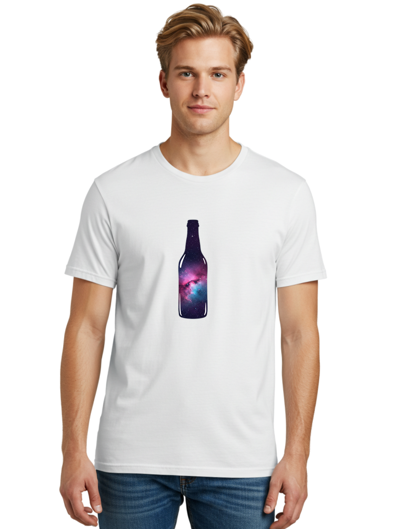 Galaxy-Bottle-8 Men'S Graphic Tee, 100% Cotton, Comfortable Casual Summer Wear, Machine Washable, Vintage Camera, Old Camera, Antique Camera, Black Camera, Classic Photography, Photography Equipment, Nostalgic Device, Film Camera, Camera Art Bai958