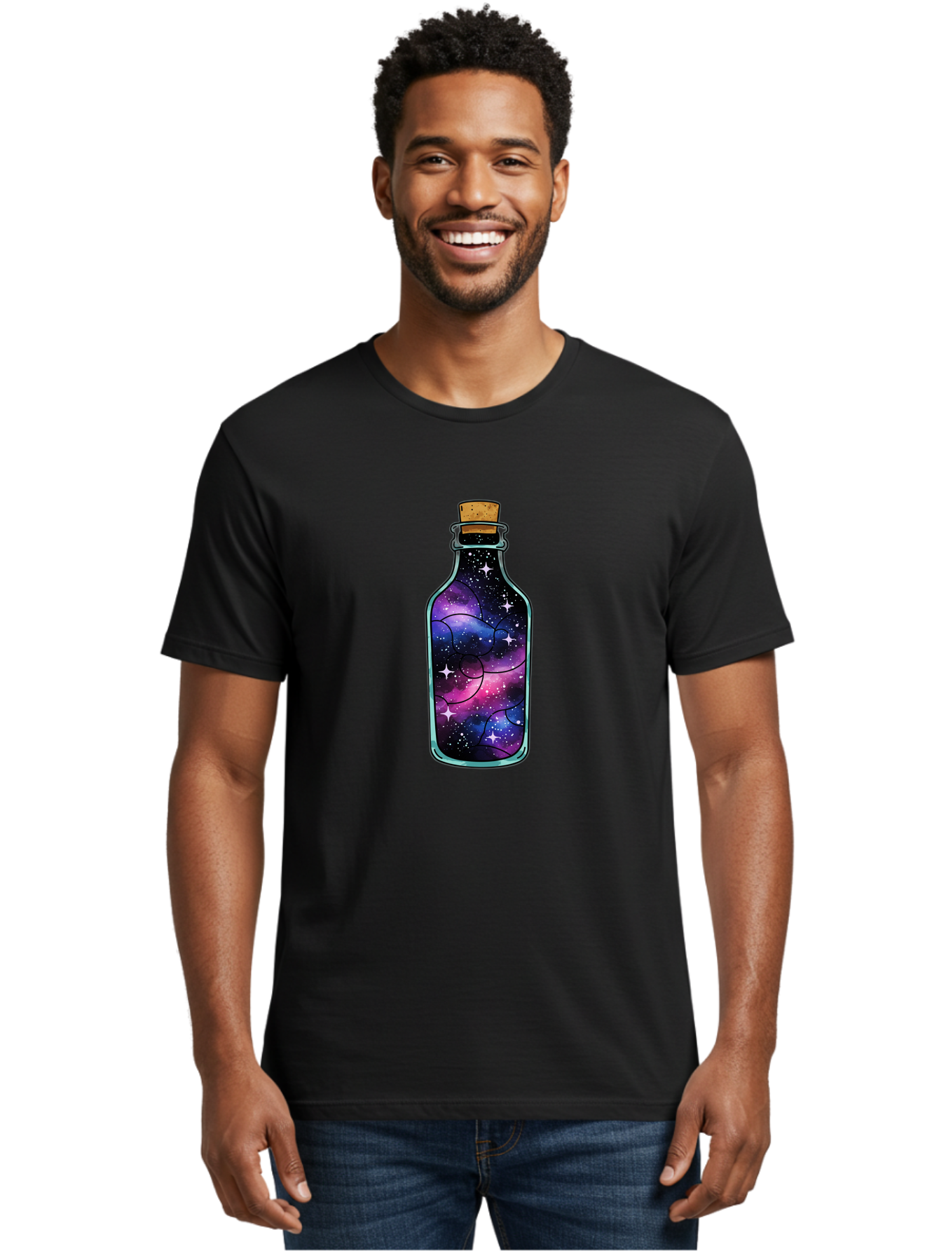 Galaxy-Bottle-9 Men'S Graphic Tee, 100% Cotton, Comfortable Casual Summer Wear, Machine Washable, Vintage Camera, Old Camera, Antique Camera, Black Camera, Classic Photography, Photography Equipment, Nostalgic Device, Film Camera, Camera Art Bai959
