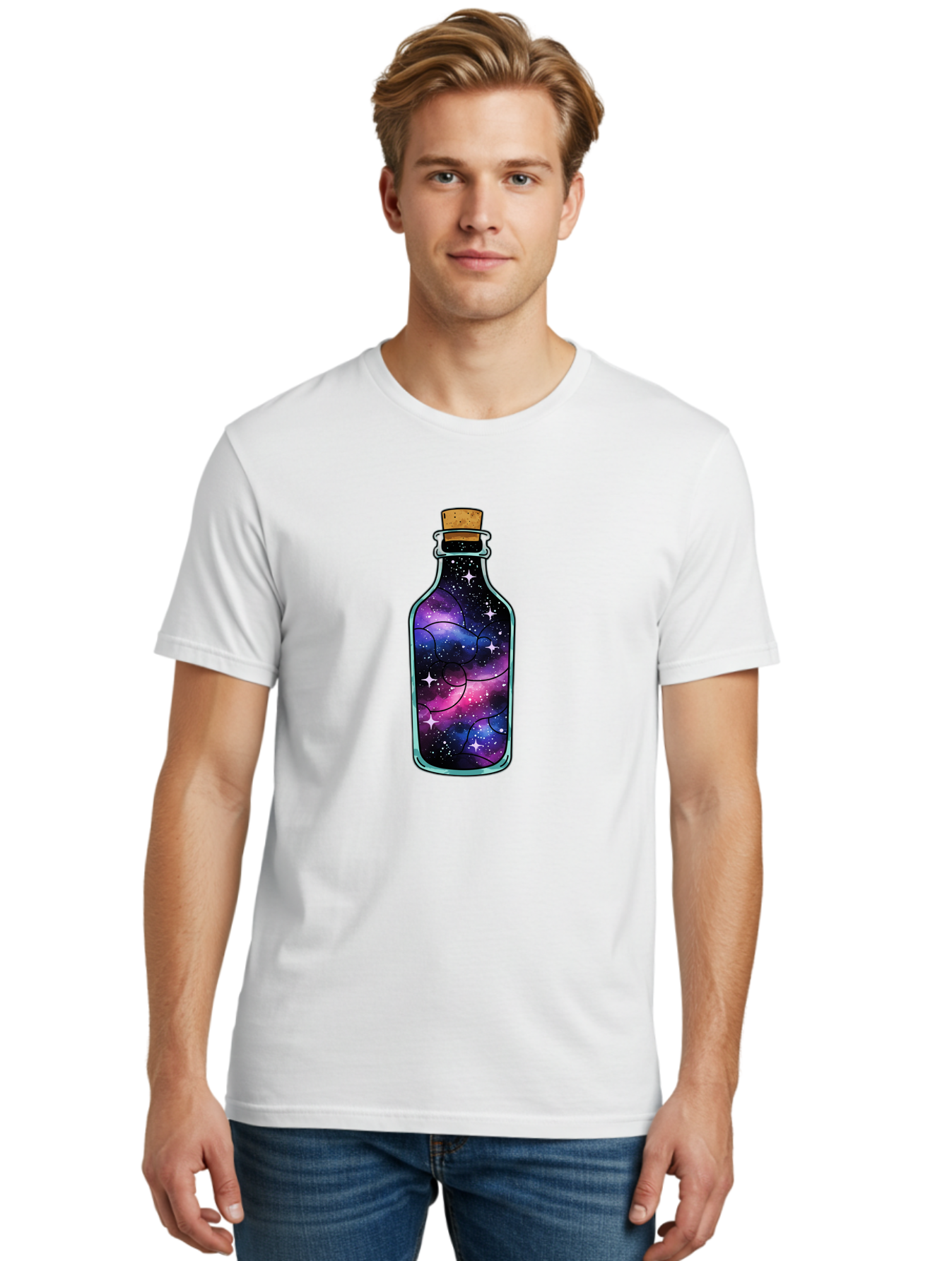 Galaxy-Bottle-9 Men'S Graphic Tee, 100% Cotton, Comfortable Casual Summer Wear, Machine Washable, Vintage Camera, Old Camera, Antique Camera, Black Camera, Classic Photography, Photography Equipment, Nostalgic Device, Film Camera, Camera Art Bai959