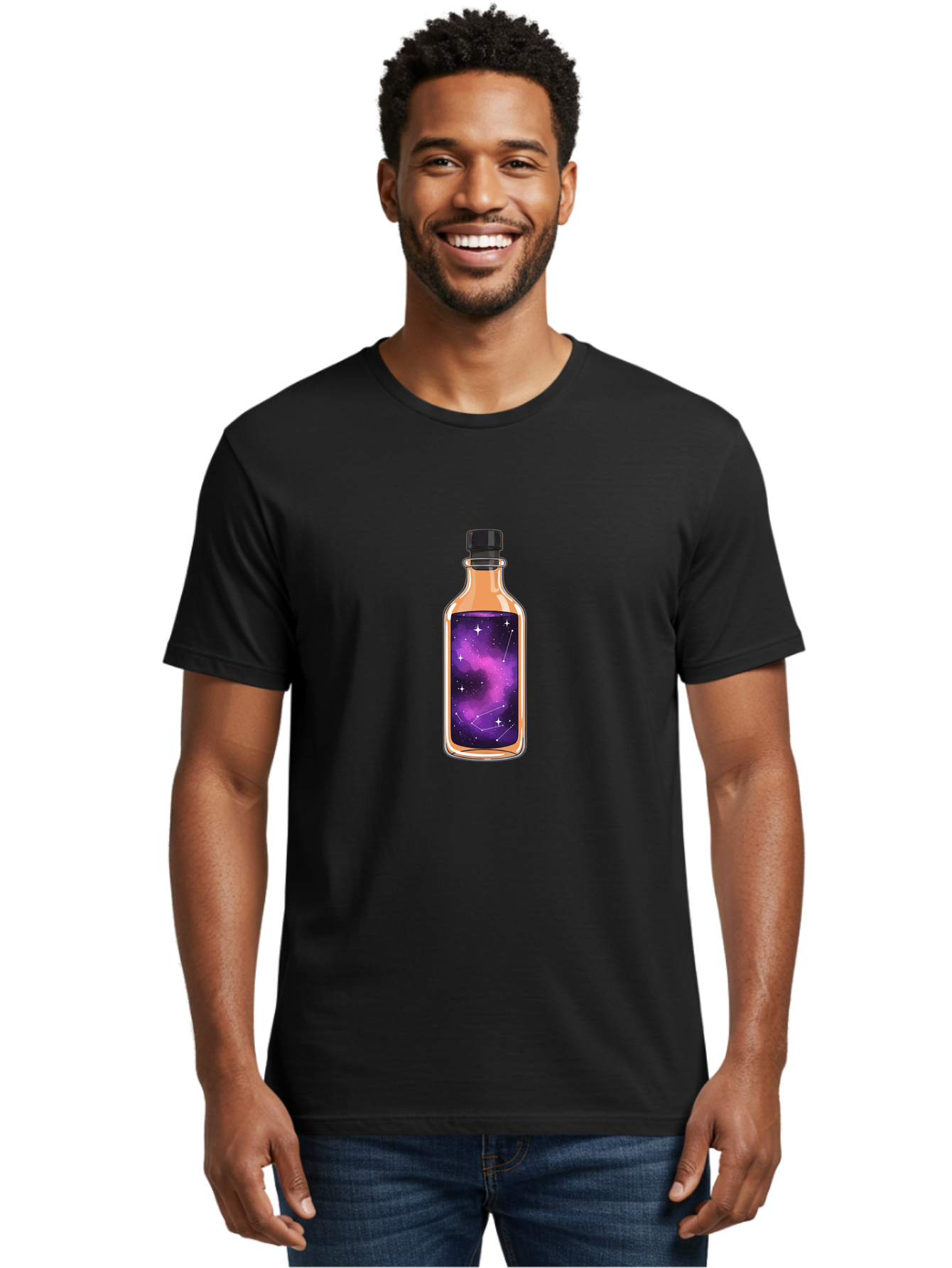 Galaxy-Elixir-Bottle Men'S Graphic Tee, 100% Cotton, Comfortable Casual Summer Wear, Machine Washable, Vintage Camera, Old Camera, Antique Camera, Black Camera, Classic Photography, Photography Equipment, Nostalgic Device, Film Camera, Bai962