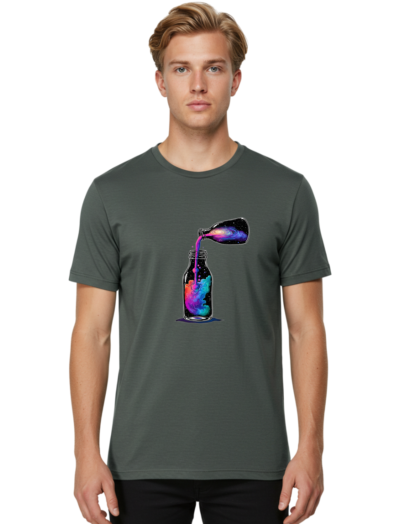Galaxy-In-A-Bottle-14 Men'S Graphic Tee, 100% Cotton, Comfortable Casual Summer Wear, Machine Washable, Vintage Camera, Old Camera, Antique Camera, Black Camera, Classic Photography, Photography Equipment, Nostalgic Device, Film Camera, Bai968