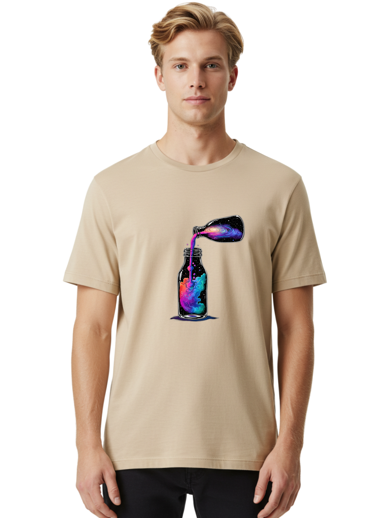 Galaxy-In-A-Bottle-14 Men'S Graphic Tee, 100% Cotton, Comfortable Casual Summer Wear, Machine Washable, Vintage Camera, Old Camera, Antique Camera, Black Camera, Classic Photography, Photography Equipment, Nostalgic Device, Film Camera, Bai968