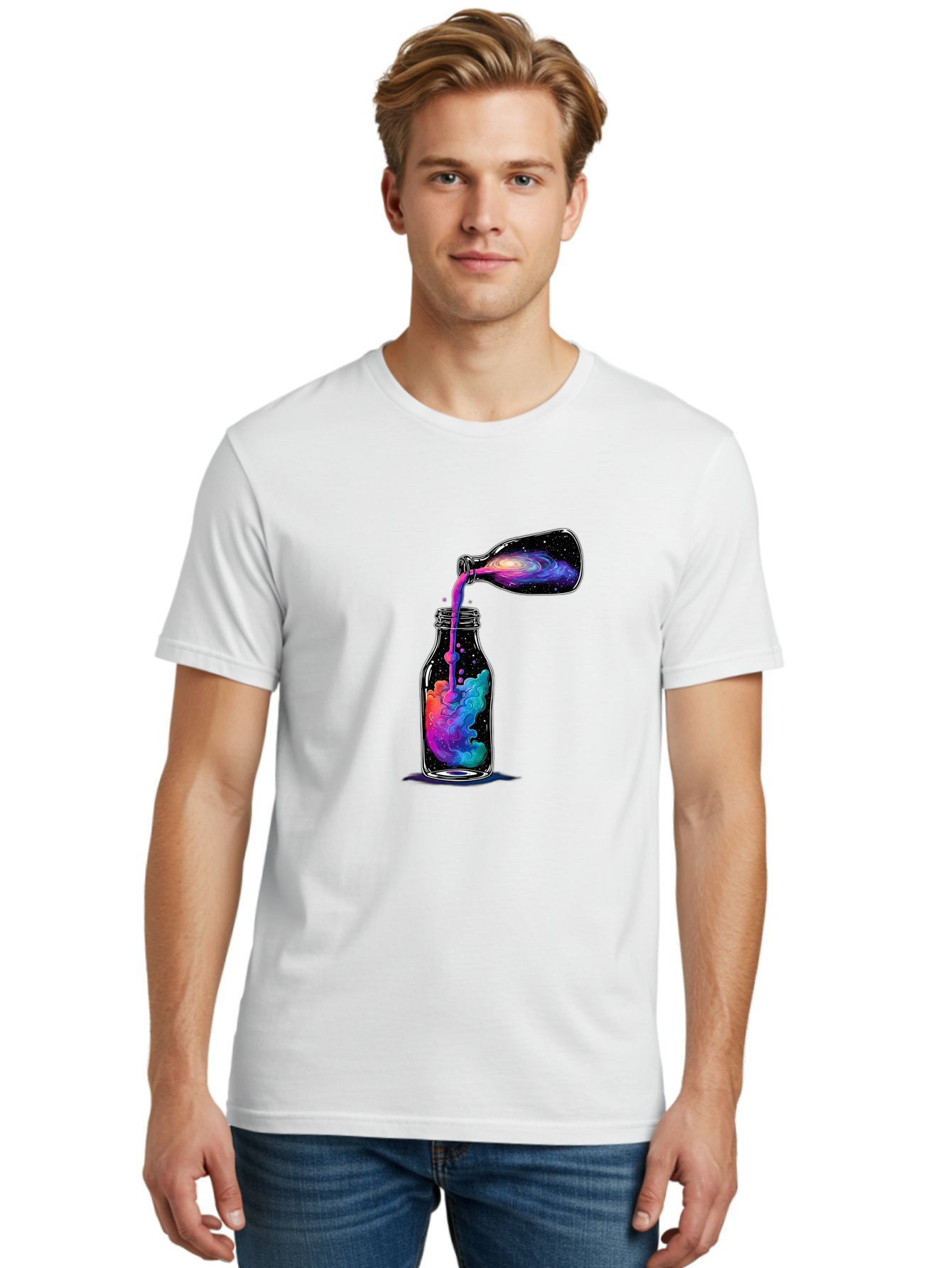 Galaxy-In-A-Bottle-14 Men'S Graphic Tee, 100% Cotton, Comfortable Casual Summer Wear, Machine Washable, Vintage Camera, Old Camera, Antique Camera, Black Camera, Classic Photography, Photography Equipment, Nostalgic Device, Film Camera, Bai968