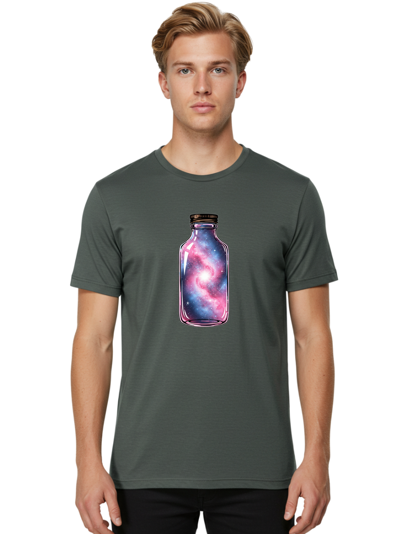 Galaxy-In-A-Bottle-17 Men'S Graphic Tee, 100% Cotton, Comfortable Casual Summer Wear, Machine Washable, Vintage Camera, Old Camera, Antique Camera, Black Camera, Classic Photography, Photography Equipment, Nostalgic Device, Film Camera, Bai971