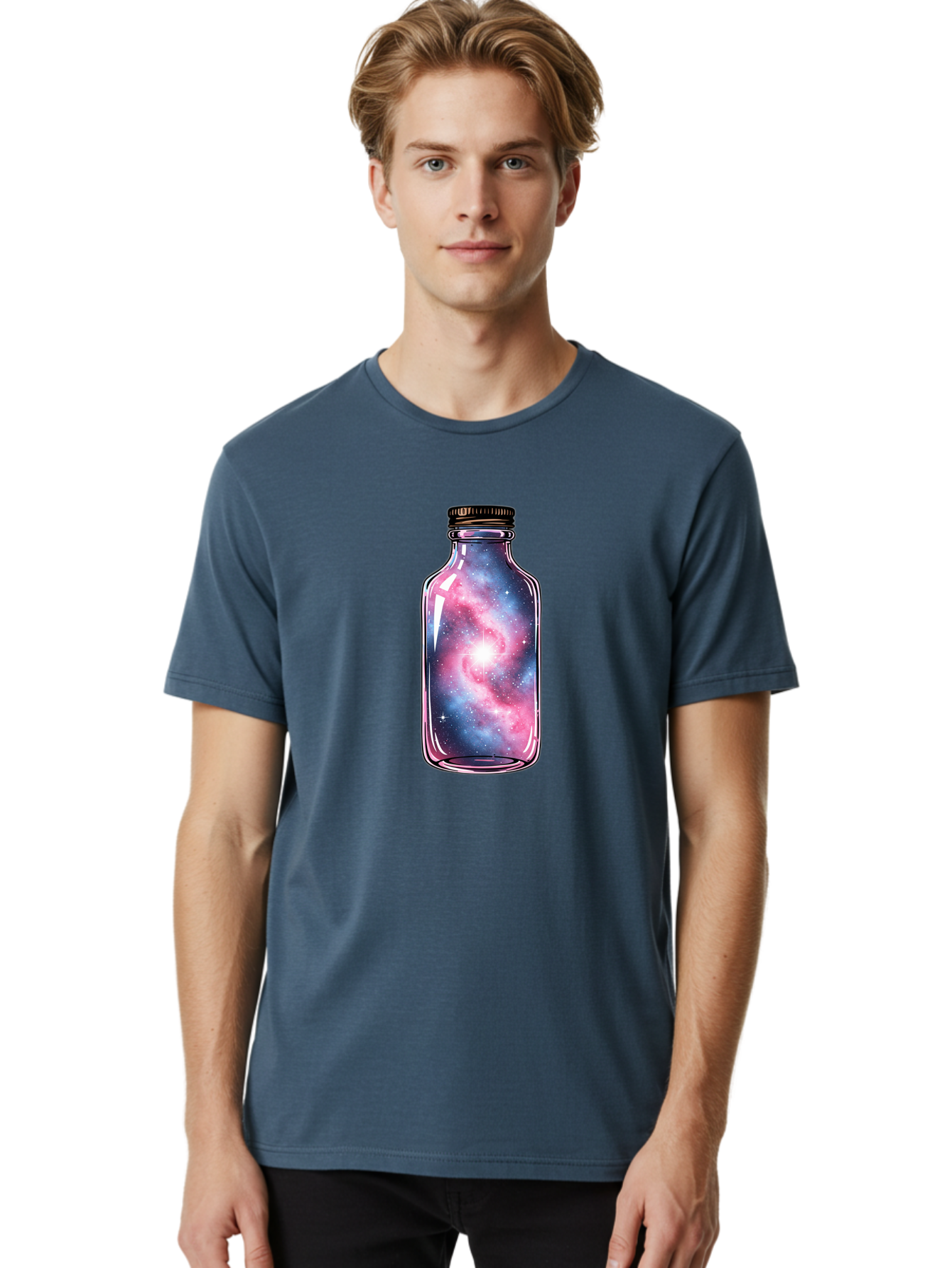 Galaxy-In-A-Bottle-17 Men'S Graphic Tee, 100% Cotton, Comfortable Casual Summer Wear, Machine Washable, Vintage Camera, Old Camera, Antique Camera, Black Camera, Classic Photography, Photography Equipment, Nostalgic Device, Film Camera, Bai971