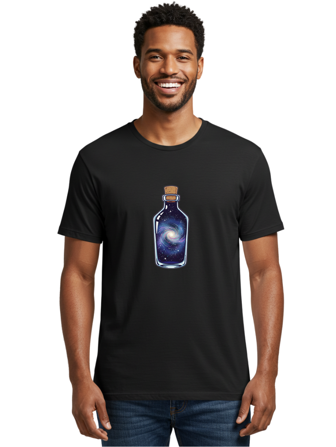 Galaxy-In-A-Bottle-21 Men'S Graphic Tee, 100% Cotton, Comfortable Casual Summer Wear, Machine Washable, Vintage Camera, Old Camera, Antique Camera, Black Camera, Classic Photography, Photography Equipment, Nostalgic Device, Film Camera, Bai976
