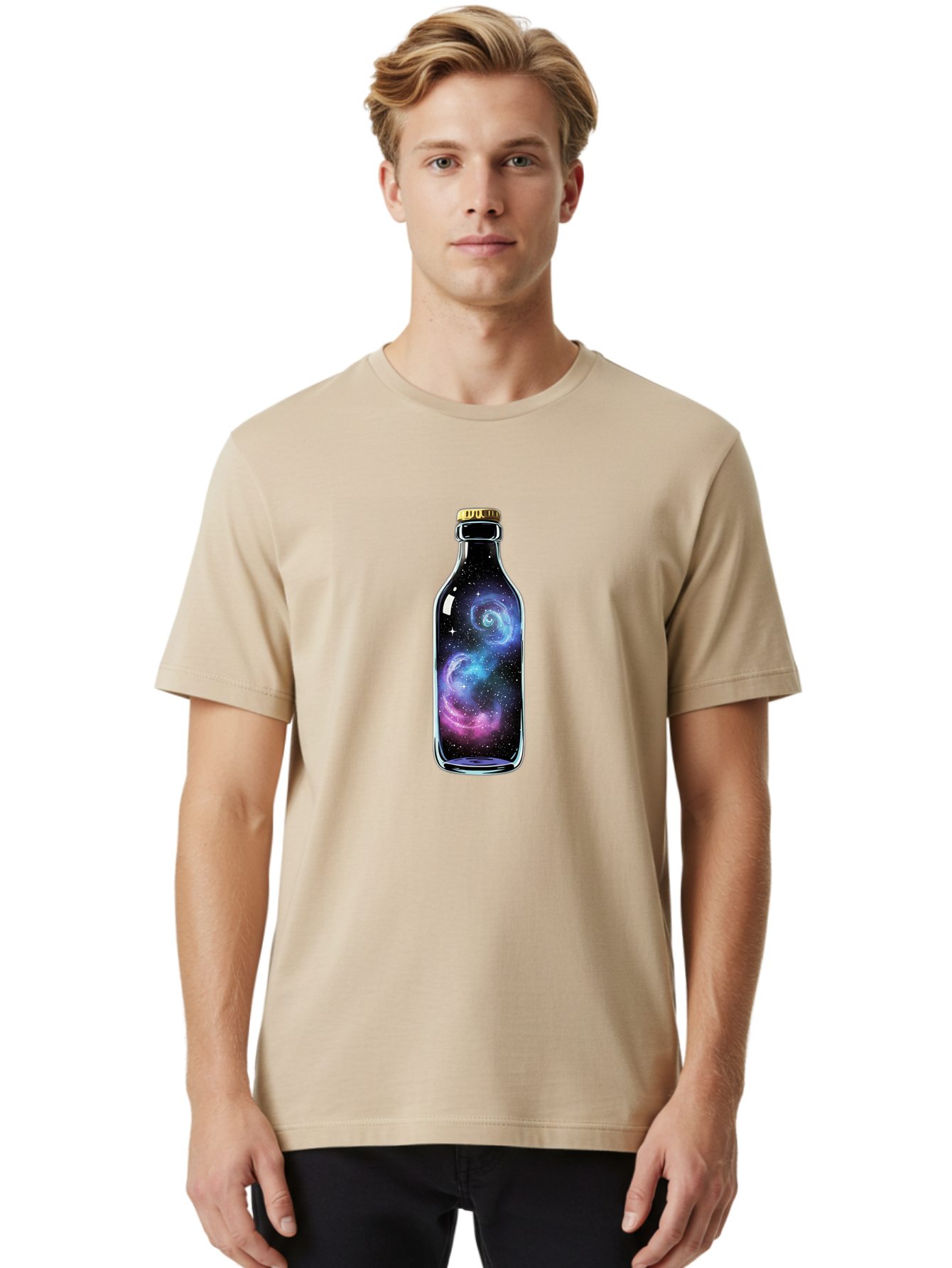 Galaxy-In-A-Bottle-28 Men'S Graphic Tee, 100% Cotton, Comfortable Casual Summer Wear, Machine Washable, Vintage Camera, Old Camera, Antique Camera, Black Camera, Classic Photography, Photography Equipment, Nostalgic Device, Film Camera, Bai983