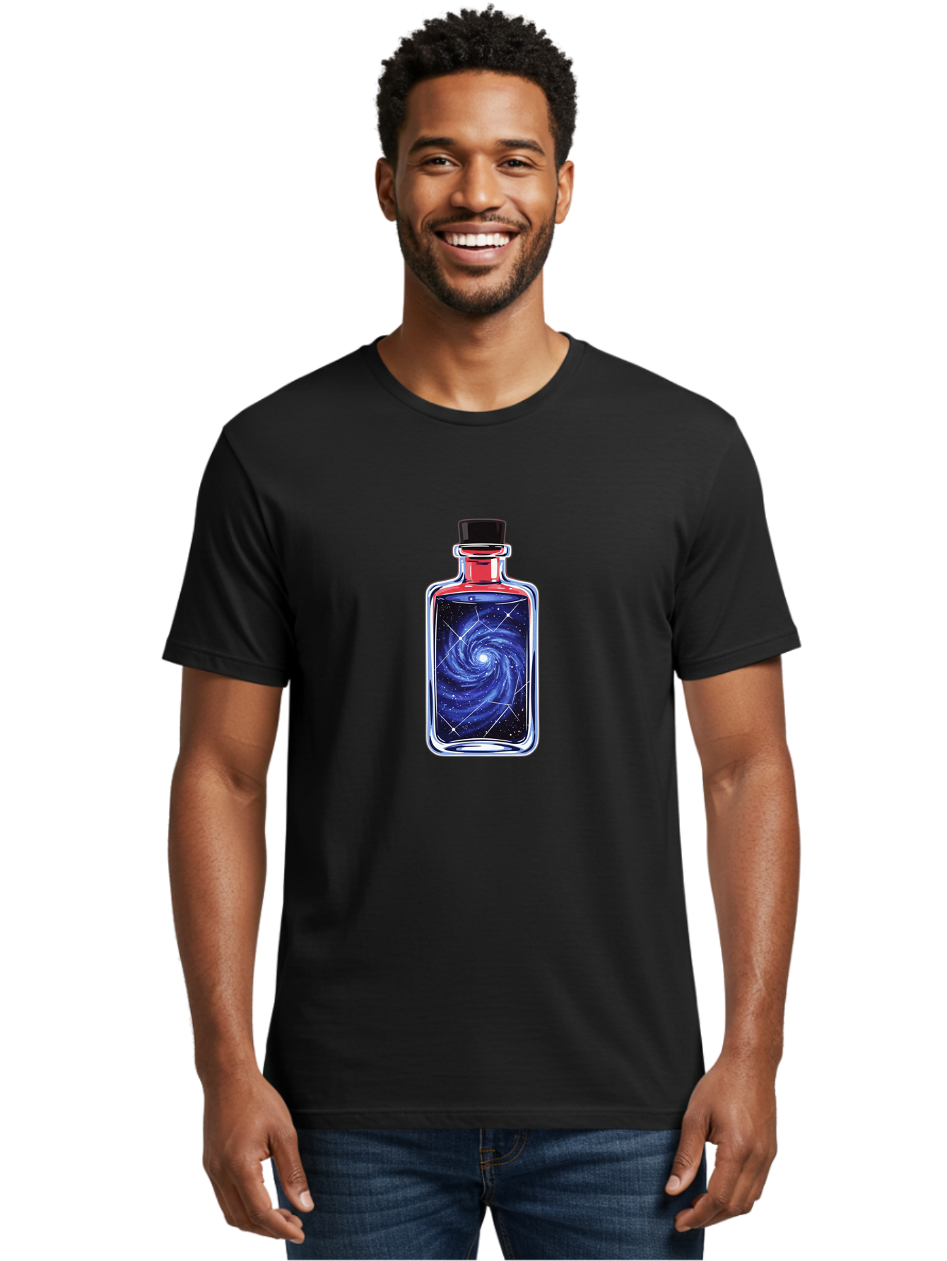 Galaxy-In-A-Bottle-33 Men'S Graphic Tee, 100% Cotton, Comfortable Casual Summer Wear, Machine Washable, Vintage Camera, Old Camera, Antique Camera, Black Camera, Classic Photography, Photography Equipment, Nostalgic Device, Film Camera, Bai989