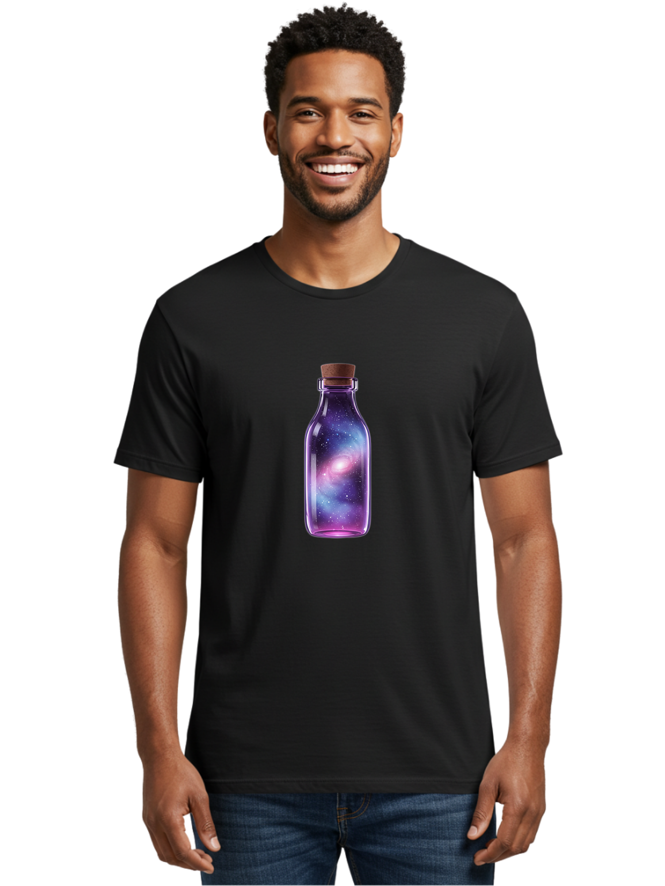 Galaxy-In-A-Bottle-4 Men'S Graphic Tee, 100% Cotton, Comfortable Casual Summer Wear, Machine Washable, Vintage Camera, Old Camera, Antique Camera, Black Camera, Classic Photography, Photography Equipment, Nostalgic Device, Film Camera, Bai996