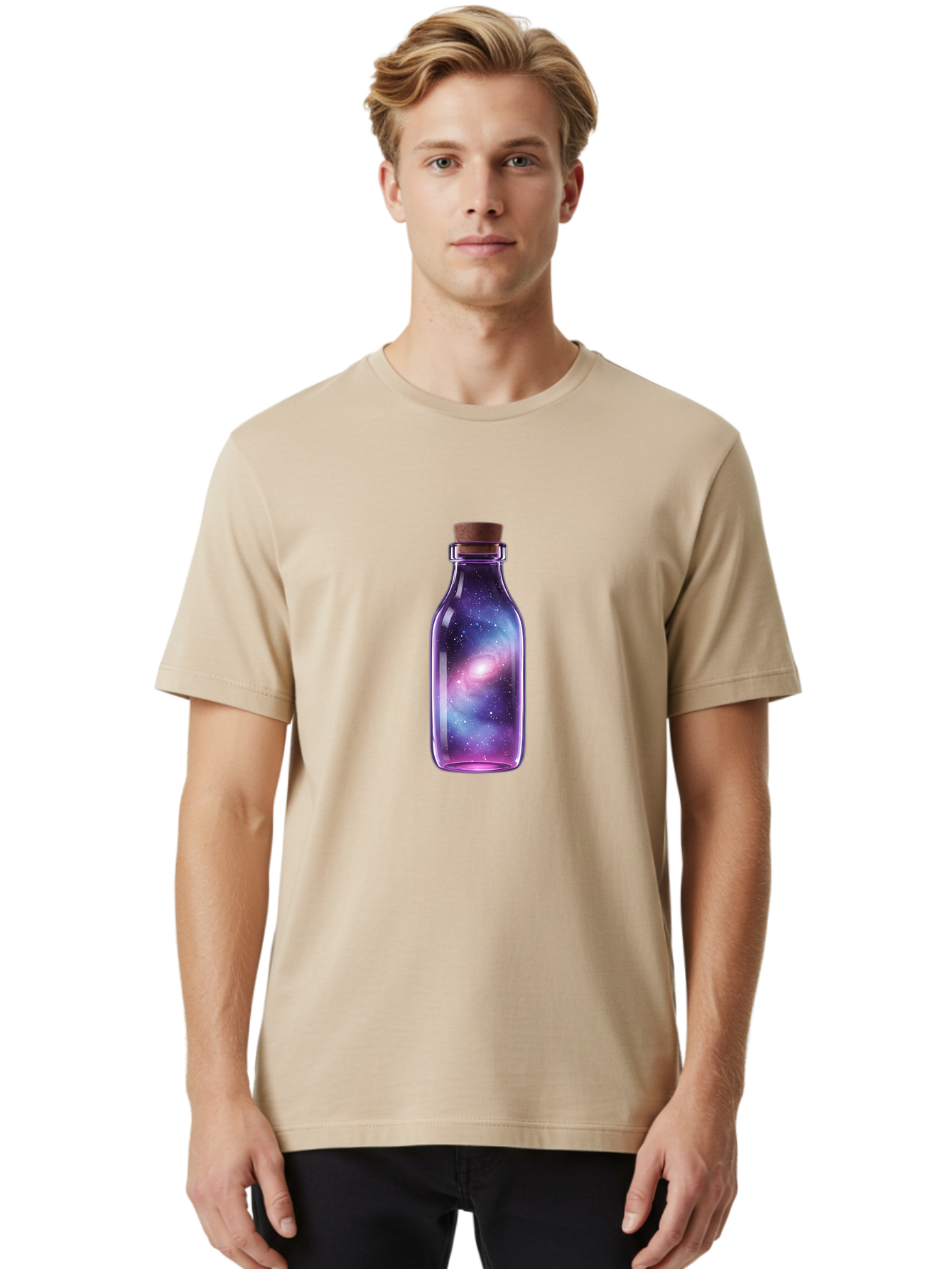 Galaxy-In-A-Bottle-4 Men'S Graphic Tee, 100% Cotton, Comfortable Casual Summer Wear, Machine Washable, Vintage Camera, Old Camera, Antique Camera, Black Camera, Classic Photography, Photography Equipment, Nostalgic Device, Film Camera, Bai996