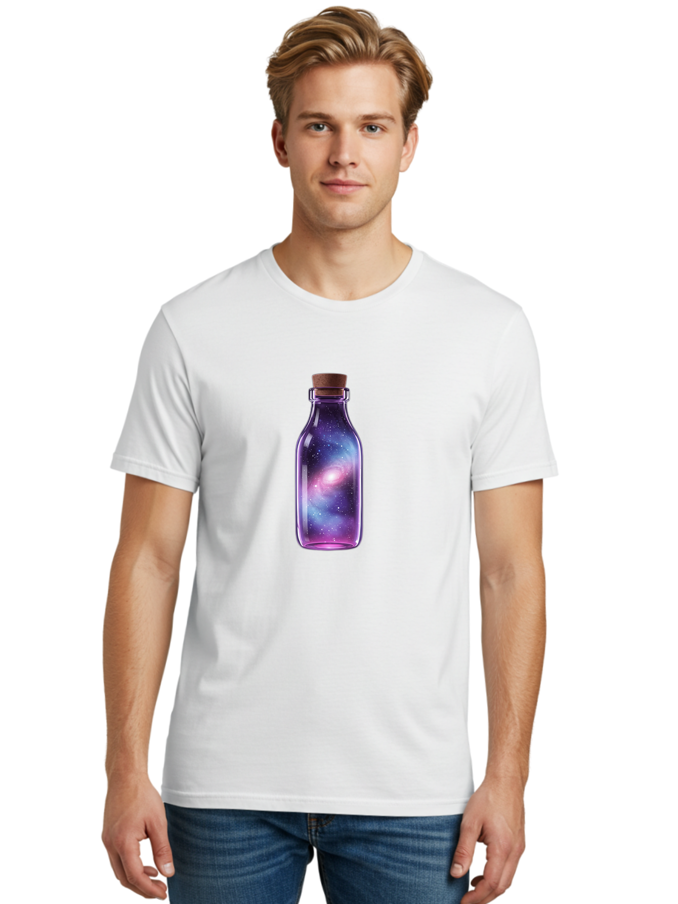 Galaxy-In-A-Bottle-4 Men'S Graphic Tee, 100% Cotton, Comfortable Casual Summer Wear, Machine Washable, Vintage Camera, Old Camera, Antique Camera, Black Camera, Classic Photography, Photography Equipment, Nostalgic Device, Film Camera, Bai996