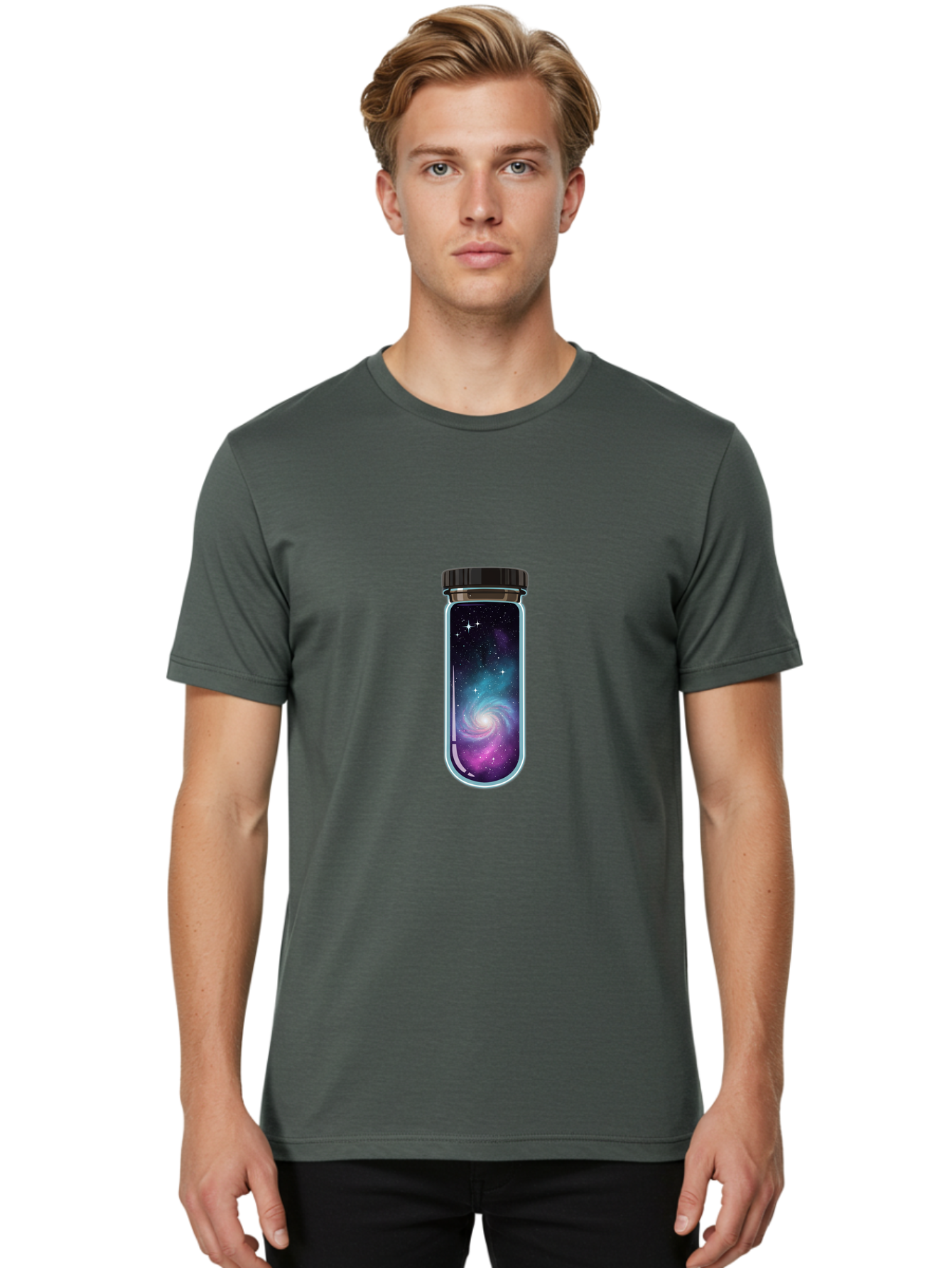 Galaxy-In-A-Bottle-5 Men'S Graphic Tee, 100% Cotton, Comfortable Casual Summer Wear, Machine Washable, Vintage Camera, Old Camera, Antique Camera, Black Camera, Classic Photography, Photography Equipment, Nostalgic Device, Film Camera, Baj007