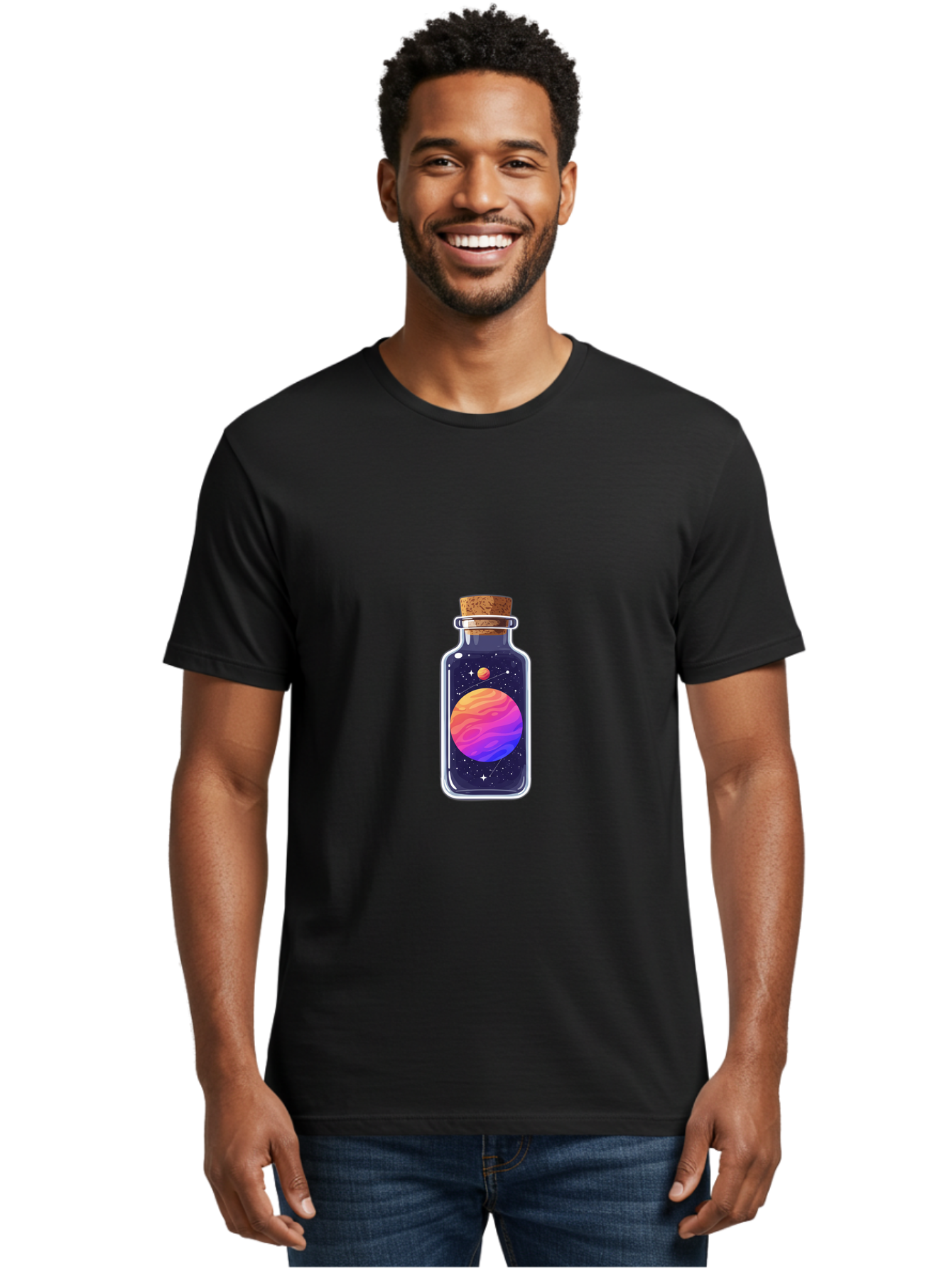 Galaxy-In-A-Bottle-8 Men'S Graphic Tee, 100% Cotton, Comfortable Casual Summer Wear, Machine Washable, Vintage Camera, Old Camera, Antique Camera, Black Camera, Classic Photography, Photography Equipment, Nostalgic Device, Film Camera, Baj011