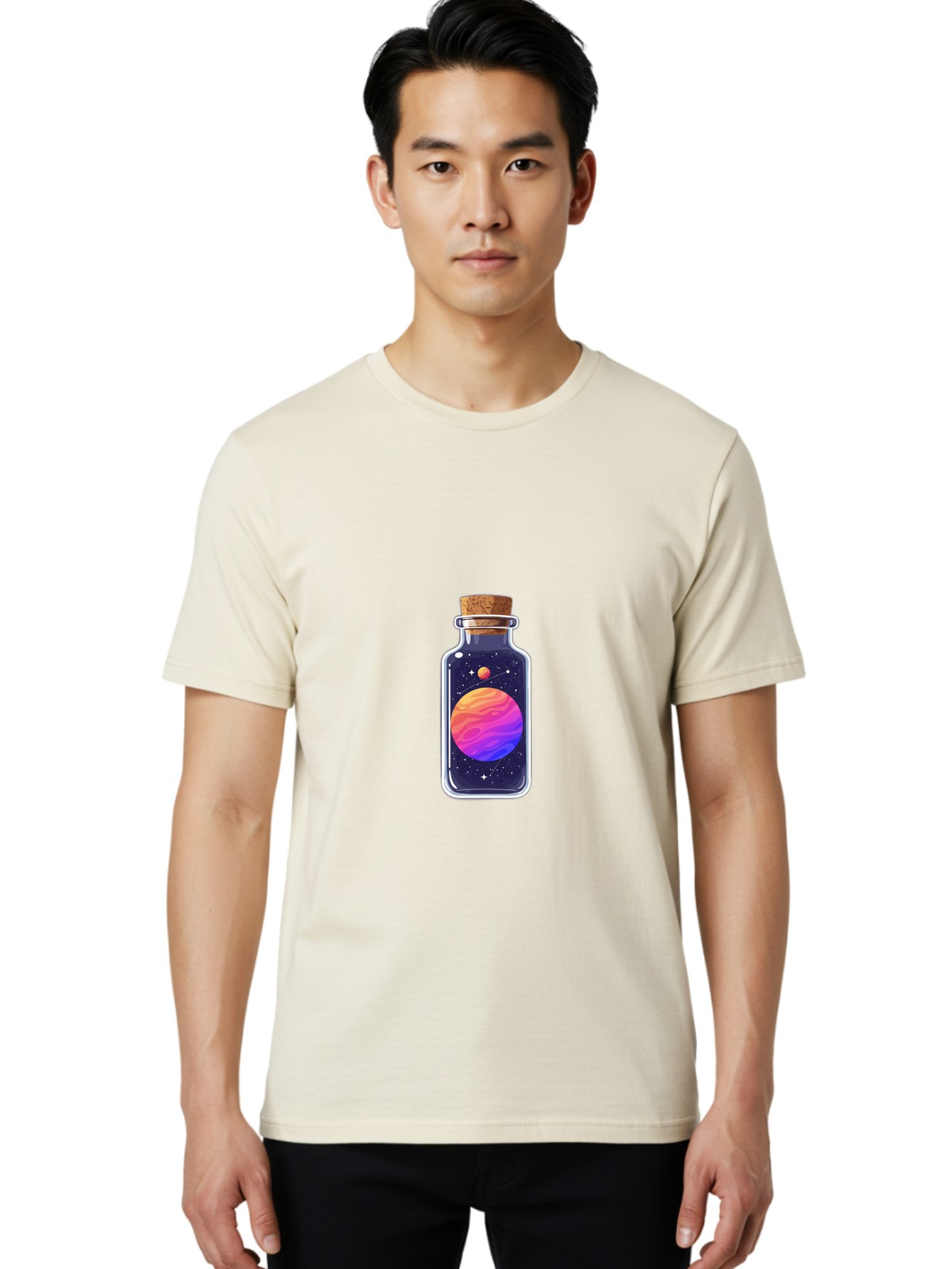 Galaxy-In-A-Bottle-8 Men'S Graphic Tee, 100% Cotton, Comfortable Casual Summer Wear, Machine Washable, Vintage Camera, Old Camera, Antique Camera, Black Camera, Classic Photography, Photography Equipment, Nostalgic Device, Film Camera, Baj011