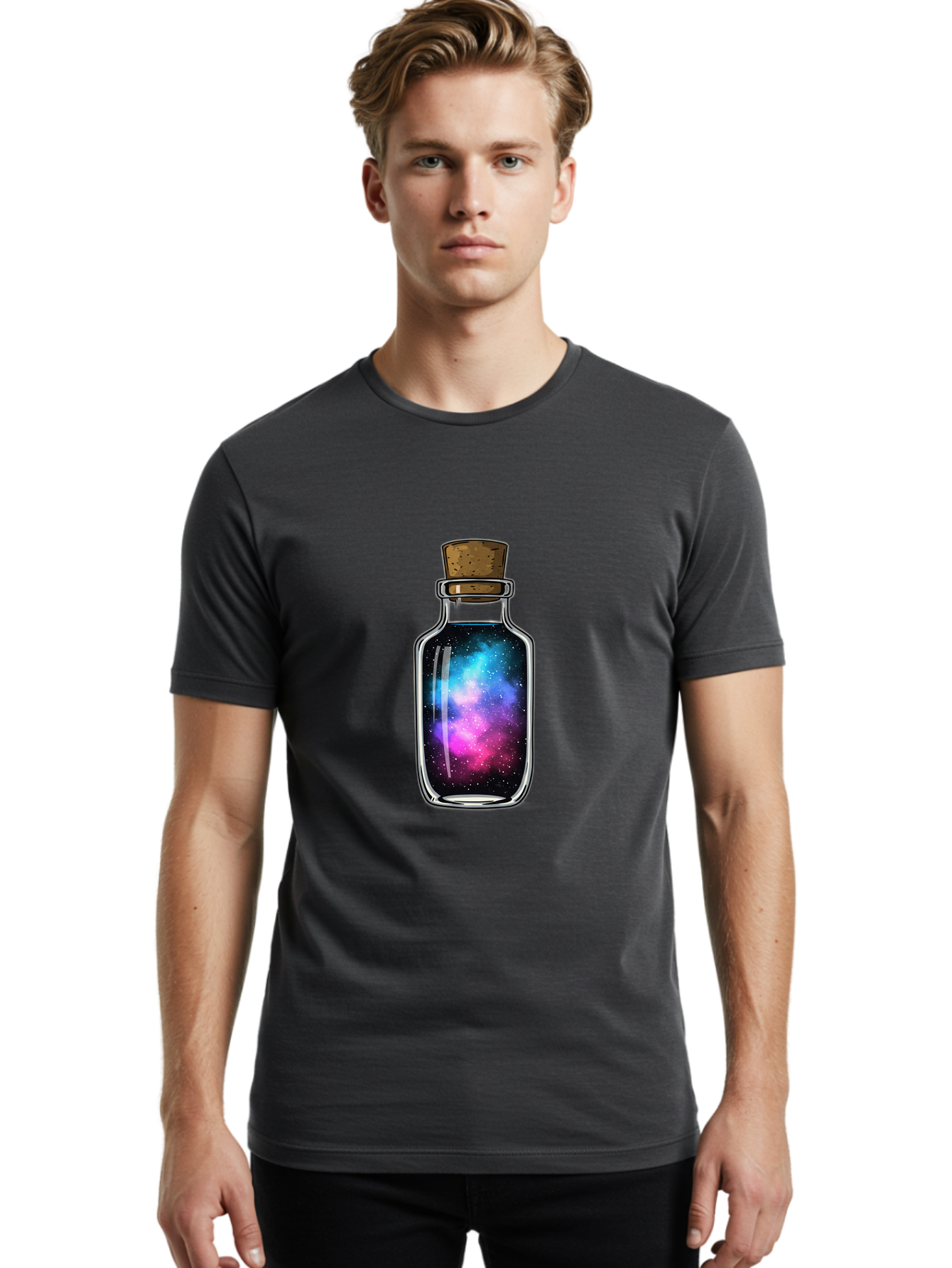 Galaxy-In-A-Bottle-9 Men'S Graphic Tee, 100% Cotton, Comfortable Casual Summer Wear, Machine Washable, Vintage Camera, Old Camera, Antique Camera, Black Camera, Classic Photography, Photography Equipment, Nostalgic Device, Film Camera, Baj012