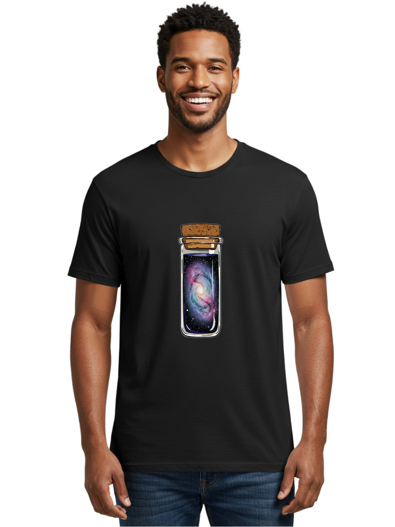 Galaxy-In-A-Jar-1 Men'S Graphic Tee, 100% Cotton, Comfortable Casual Summer Wear, Machine Washable, Vintage Camera, Old Camera, Antique Camera, Black Camera, Classic Photography, Photography Equipment, Nostalgic Device, Film Camera, Camera Art Baj014