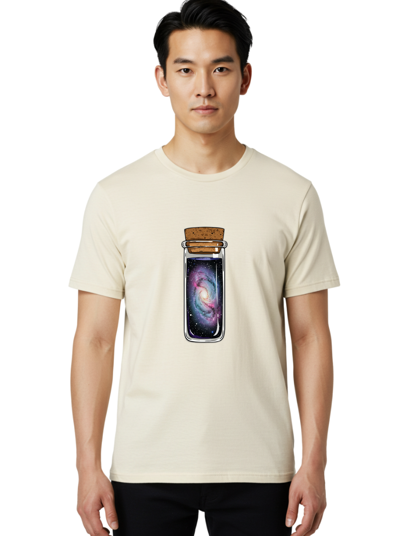 Galaxy-In-A-Jar-1 Men'S Graphic Tee, 100% Cotton, Comfortable Casual Summer Wear, Machine Washable, Vintage Camera, Old Camera, Antique Camera, Black Camera, Classic Photography, Photography Equipment, Nostalgic Device, Film Camera, Camera Art Baj014