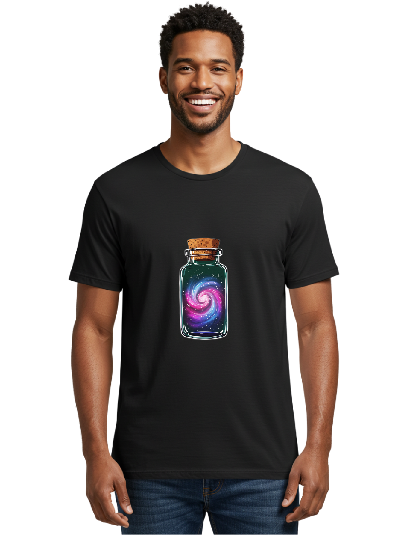 Galaxy-In-A-Jar-2 Men'S Graphic Tee, 100% Cotton, Comfortable Casual Summer Wear, Machine Washable, Vintage Camera, Old Camera, Antique Camera, Black Camera, Classic Photography, Photography Equipment, Nostalgic Device, Film Camera, Camera Art Baj015