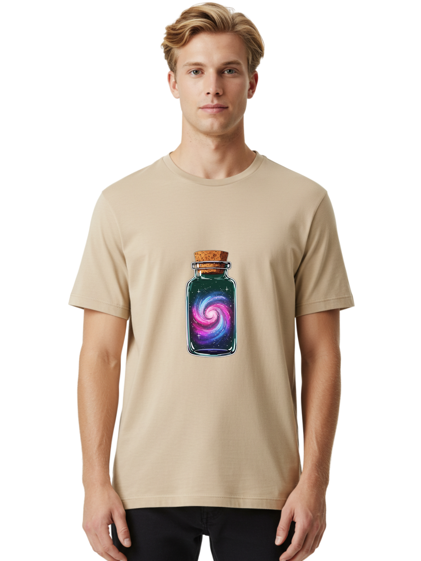 Galaxy-In-A-Jar-2 Men'S Graphic Tee, 100% Cotton, Comfortable Casual Summer Wear, Machine Washable, Vintage Camera, Old Camera, Antique Camera, Black Camera, Classic Photography, Photography Equipment, Nostalgic Device, Film Camera, Camera Art Baj015