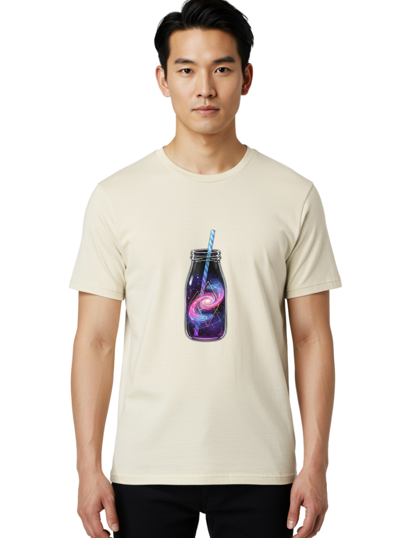 Galaxy-In-A-Jar-3 Men'S Graphic Tee, 100% Cotton, Comfortable Casual Summer Wear, Machine Washable, Vintage Camera, Old Camera, Antique Camera, Black Camera, Classic Photography, Photography Equipment, Nostalgic Device, Film Camera, Camera Art Baj016