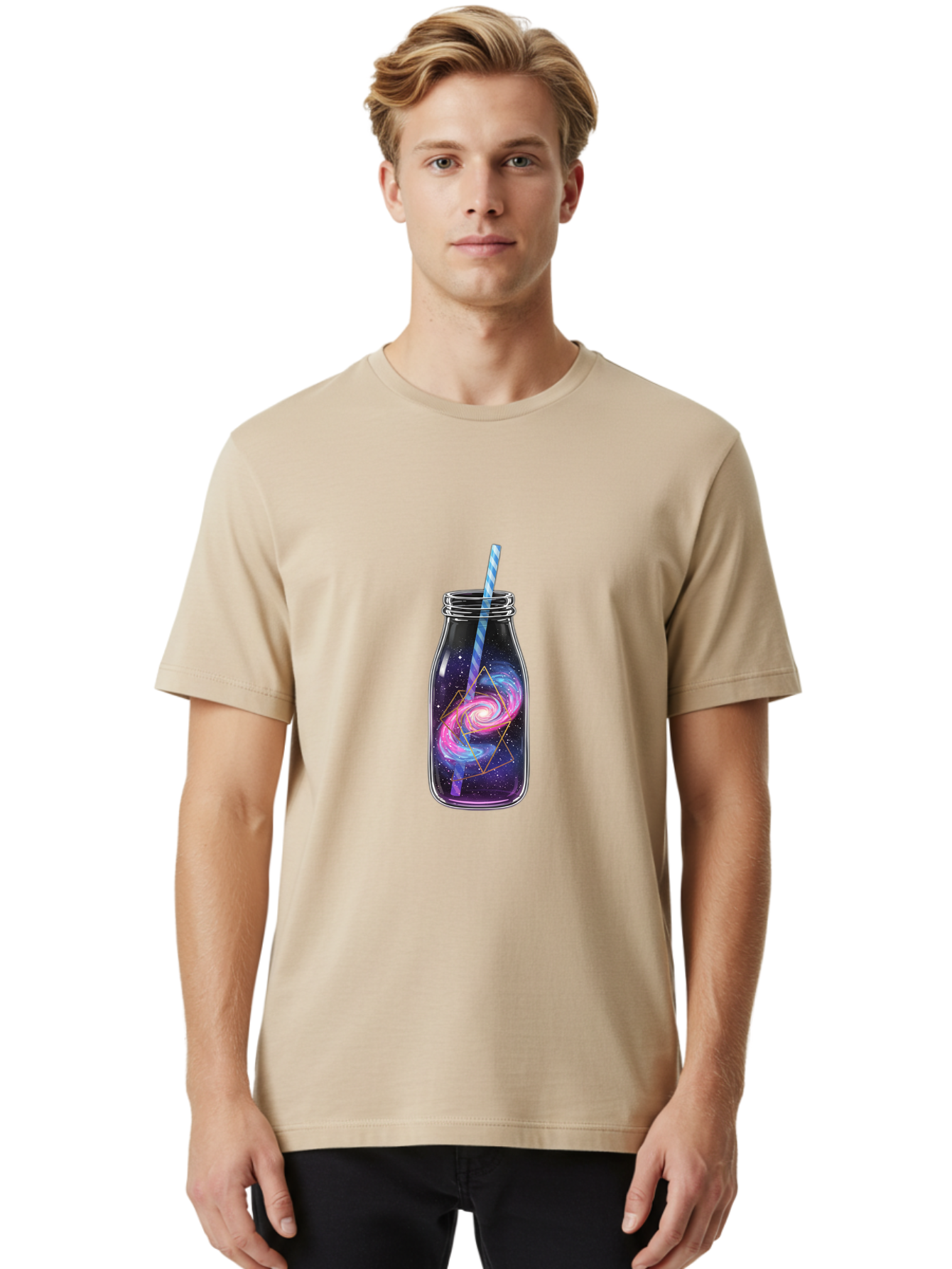 Galaxy-In-A-Jar-3 Men'S Graphic Tee, 100% Cotton, Comfortable Casual Summer Wear, Machine Washable, Vintage Camera, Old Camera, Antique Camera, Black Camera, Classic Photography, Photography Equipment, Nostalgic Device, Film Camera, Camera Art Baj016