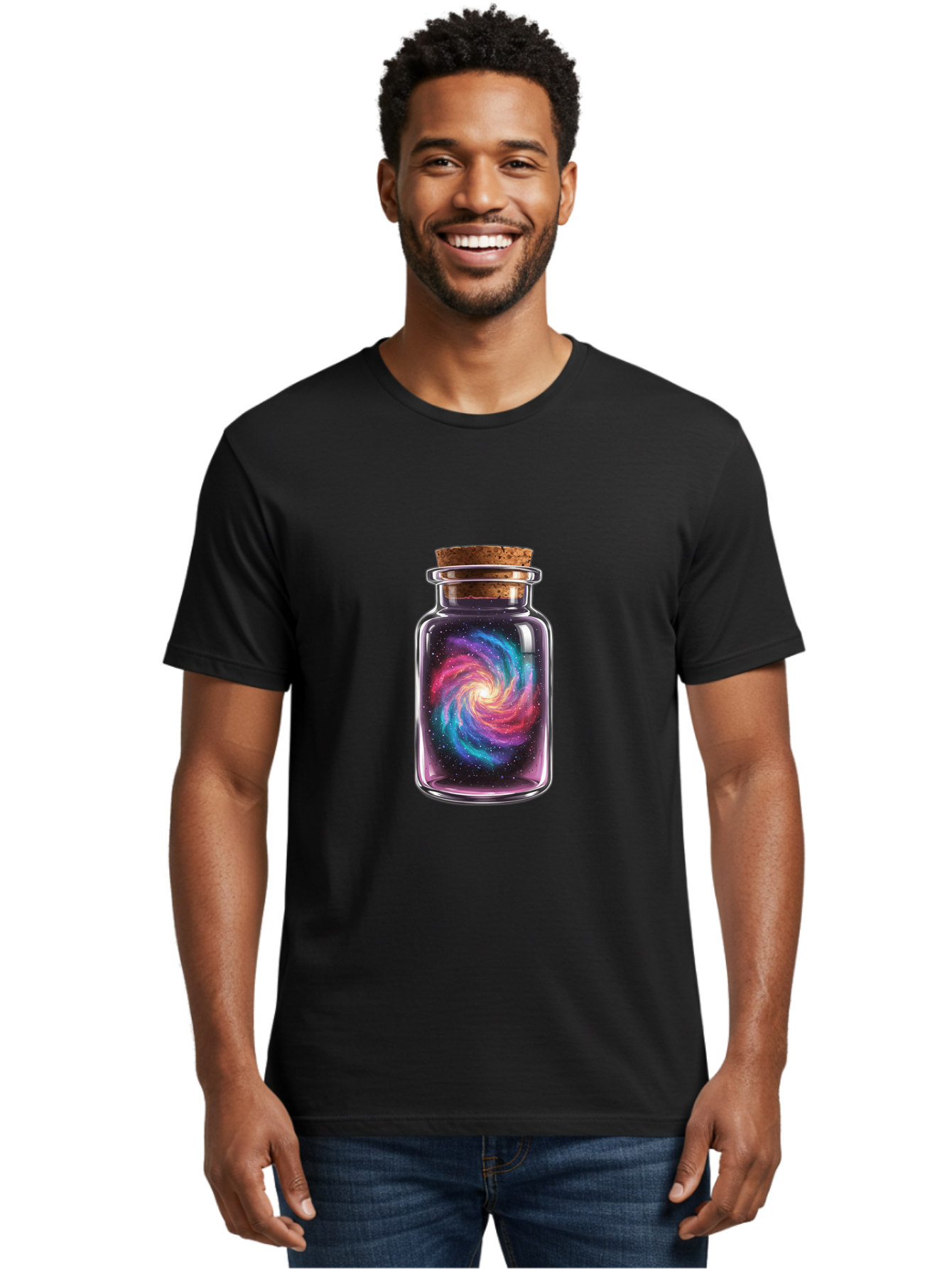 Galaxy-In-A-Jar-4 Men'S Graphic Tee, 100% Cotton, Comfortable Casual Summer Wear, Machine Washable, Vintage Camera, Old Camera, Antique Camera, Black Camera, Classic Photography, Photography Equipment, Nostalgic Device, Film Camera, Camera Art Baj017