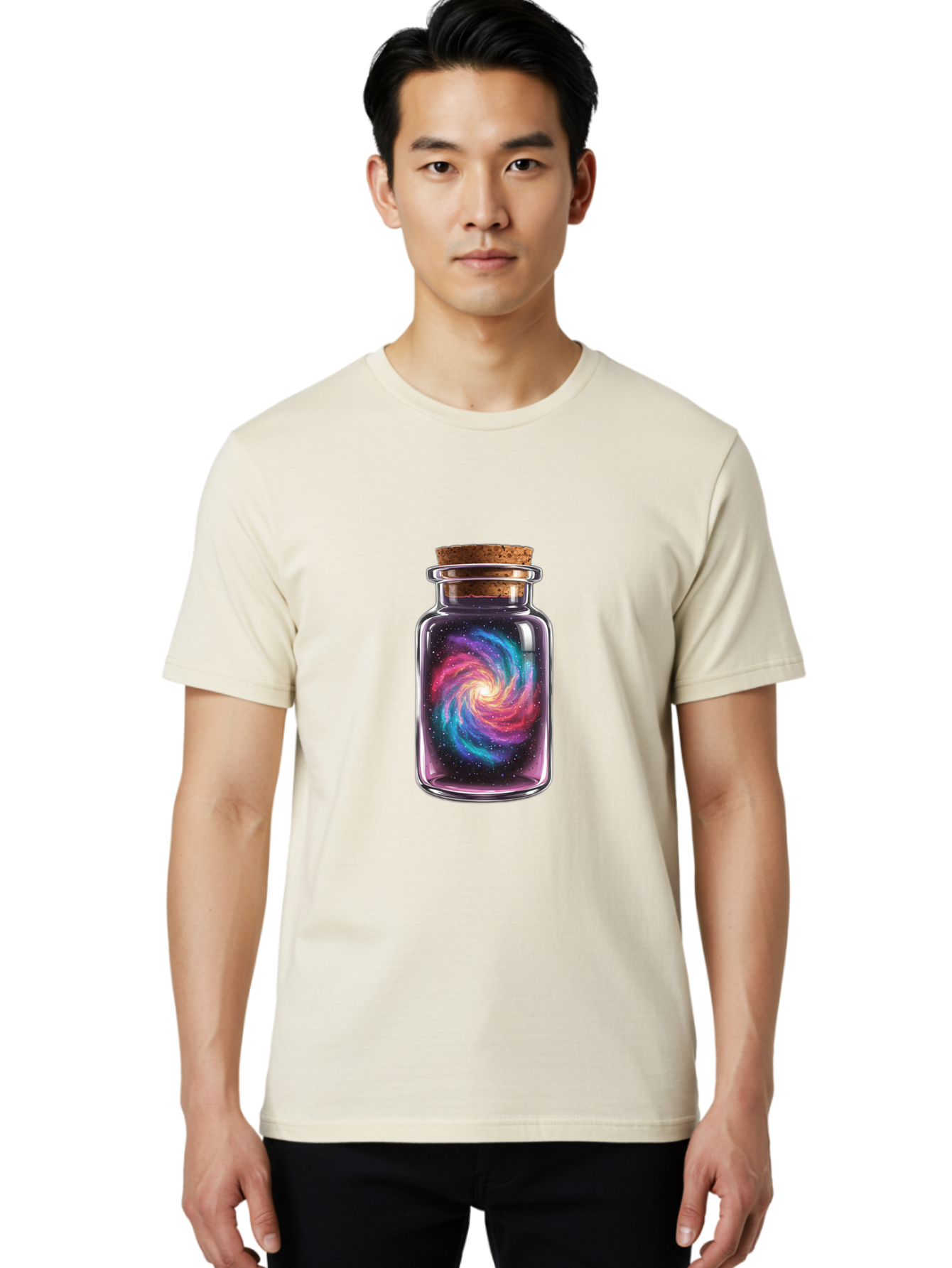Galaxy-In-A-Jar-4 Men'S Graphic Tee, 100% Cotton, Comfortable Casual Summer Wear, Machine Washable, Vintage Camera, Old Camera, Antique Camera, Black Camera, Classic Photography, Photography Equipment, Nostalgic Device, Film Camera, Camera Art Baj017