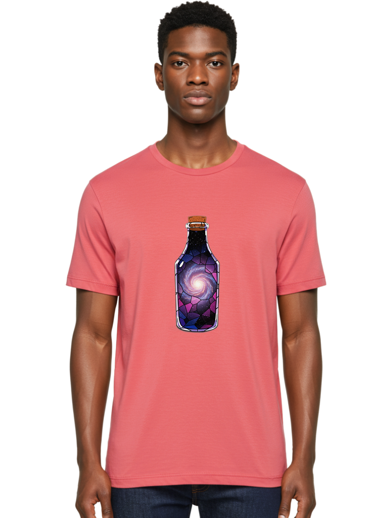 Galaxy-In-Bottle-1 Men'S Graphic Tee, 100% Cotton, Comfortable Casual Summer Wear, Machine Washable, Vintage Camera, Old Camera, Antique Camera, Black Camera, Classic Photography, Photography Equipment, Nostalgic Device, Film Camera, Baj020