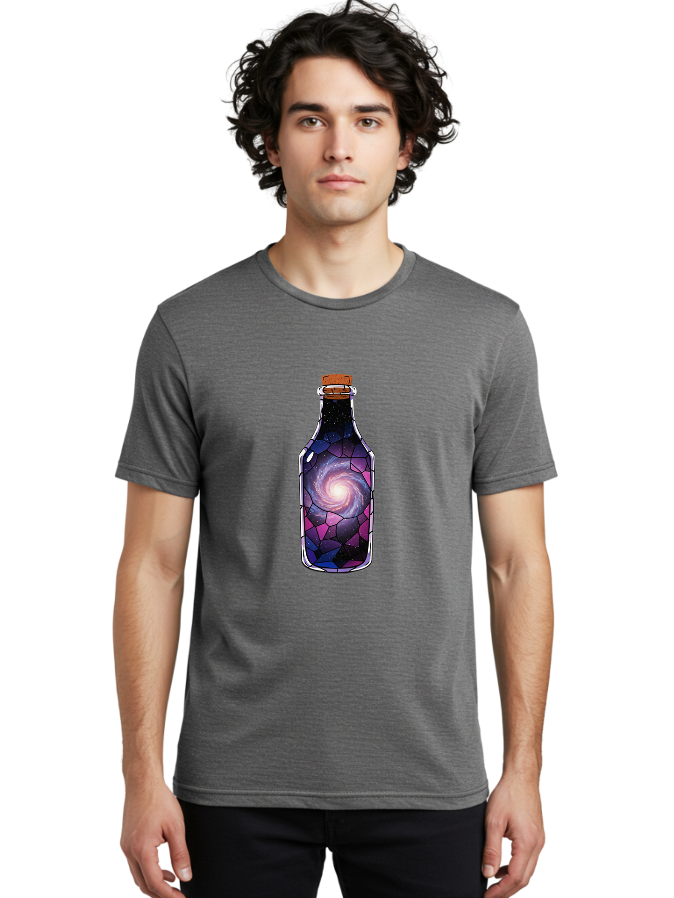 Galaxy-In-Bottle-1 Men'S Graphic Tee, 100% Cotton, Comfortable Casual Summer Wear, Machine Washable, Vintage Camera, Old Camera, Antique Camera, Black Camera, Classic Photography, Photography Equipment, Nostalgic Device, Film Camera, Baj020