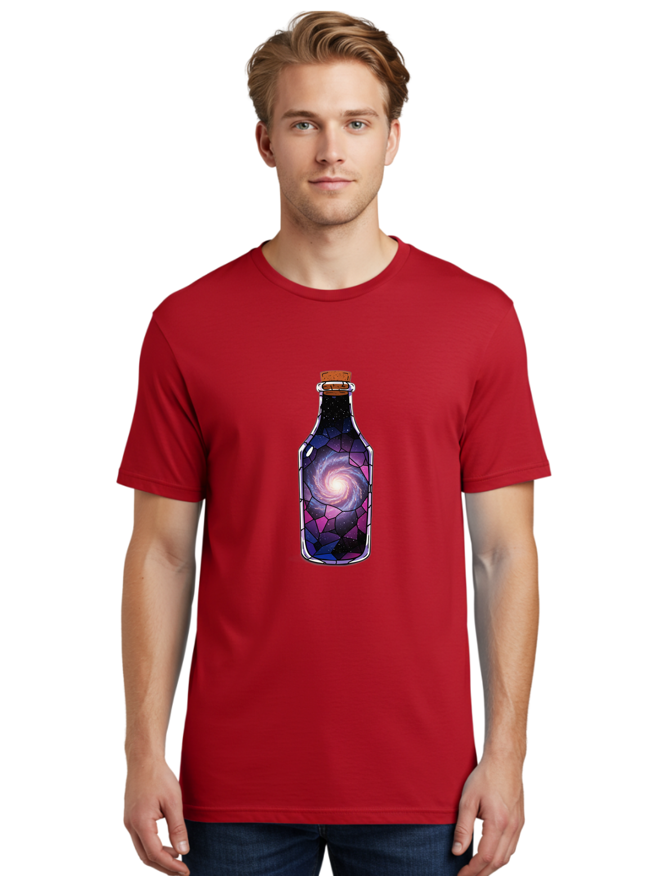Galaxy-In-Bottle-1 Men'S Graphic Tee, 100% Cotton, Comfortable Casual Summer Wear, Machine Washable, Vintage Camera, Old Camera, Antique Camera, Black Camera, Classic Photography, Photography Equipment, Nostalgic Device, Film Camera, Baj020