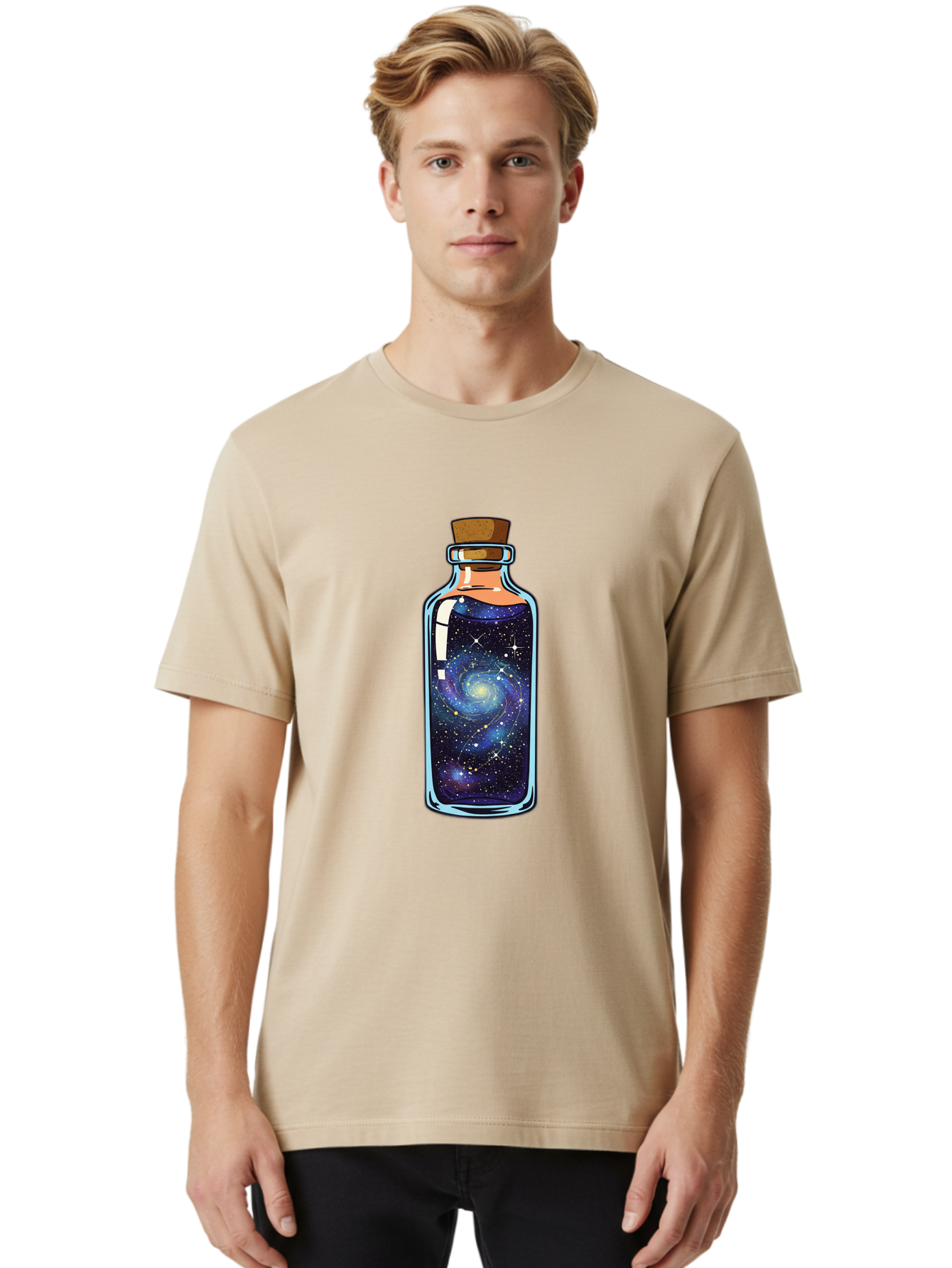 Galaxy-In-Bottle-11 Men'S Graphic Tee, 100% Cotton, Comfortable Casual Summer Wear, Machine Washable, Vintage Camera, Old Camera, Antique Camera, Black Camera, Classic Photography, Photography Equipment, Nostalgic Device, Film Camera, Baj022