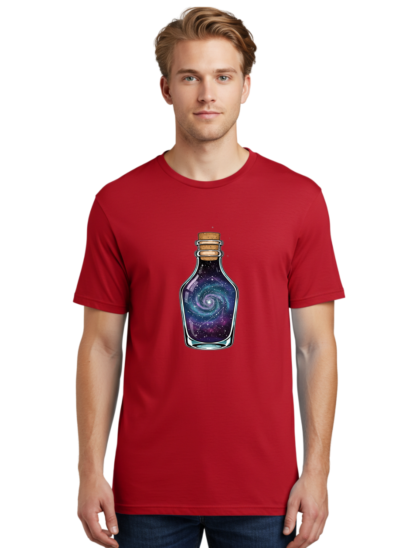 Galaxy-In-Bottle-12 Men'S Graphic Tee, 100% Cotton, Comfortable Casual Summer Wear, Machine Washable, Vintage Camera, Old Camera, Antique Camera, Black Camera, Classic Photography, Photography Equipment, Nostalgic Device, Film Camera, Baj023