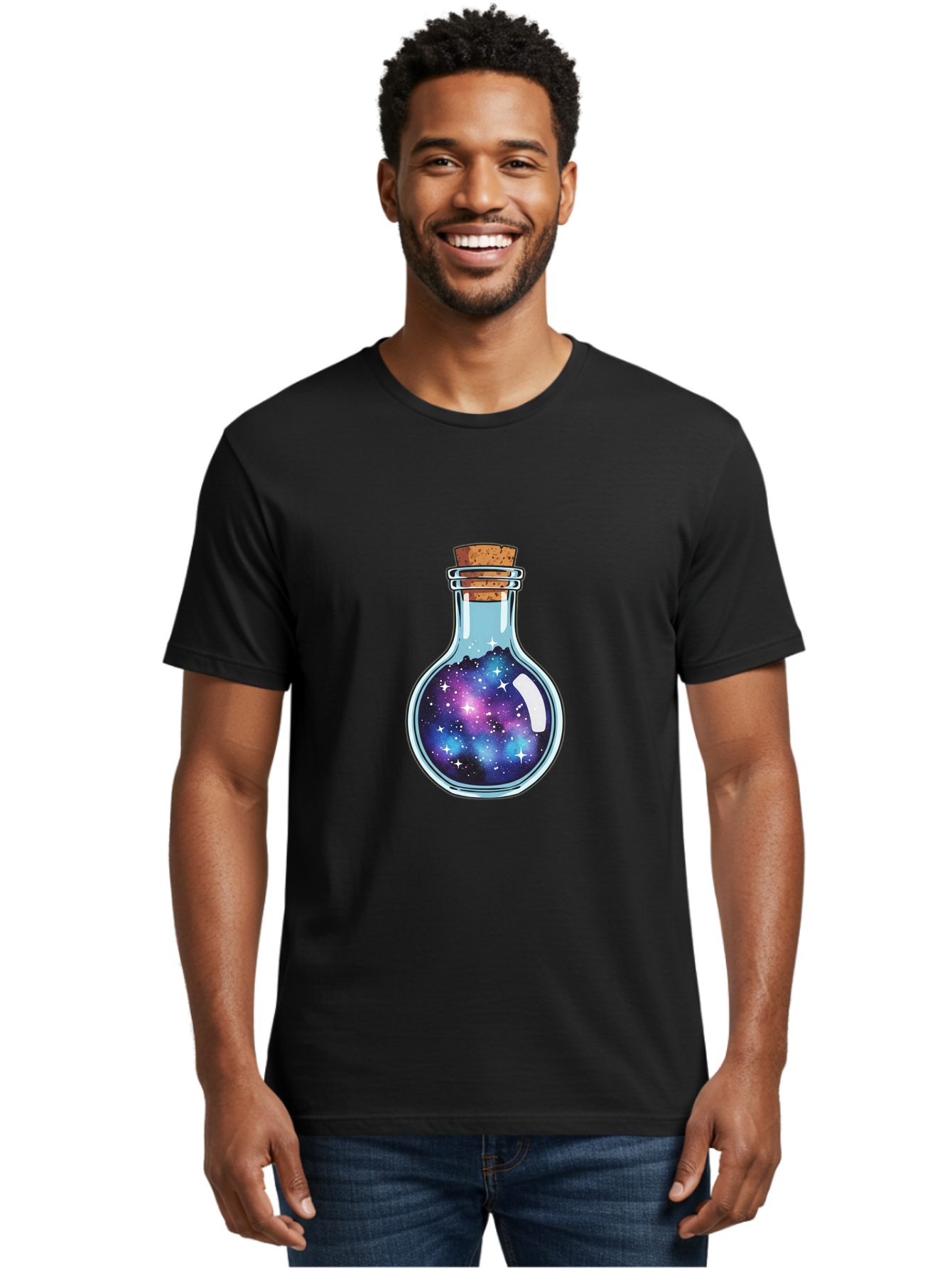Galaxy-In-Bottle-13 Men'S Graphic Tee, 100% Cotton, Comfortable Casual Summer Wear, Machine Washable, Vintage Camera, Old Camera, Antique Camera, Black Camera, Classic Photography, Photography Equipment, Nostalgic Device, Film Camera, Baj024
