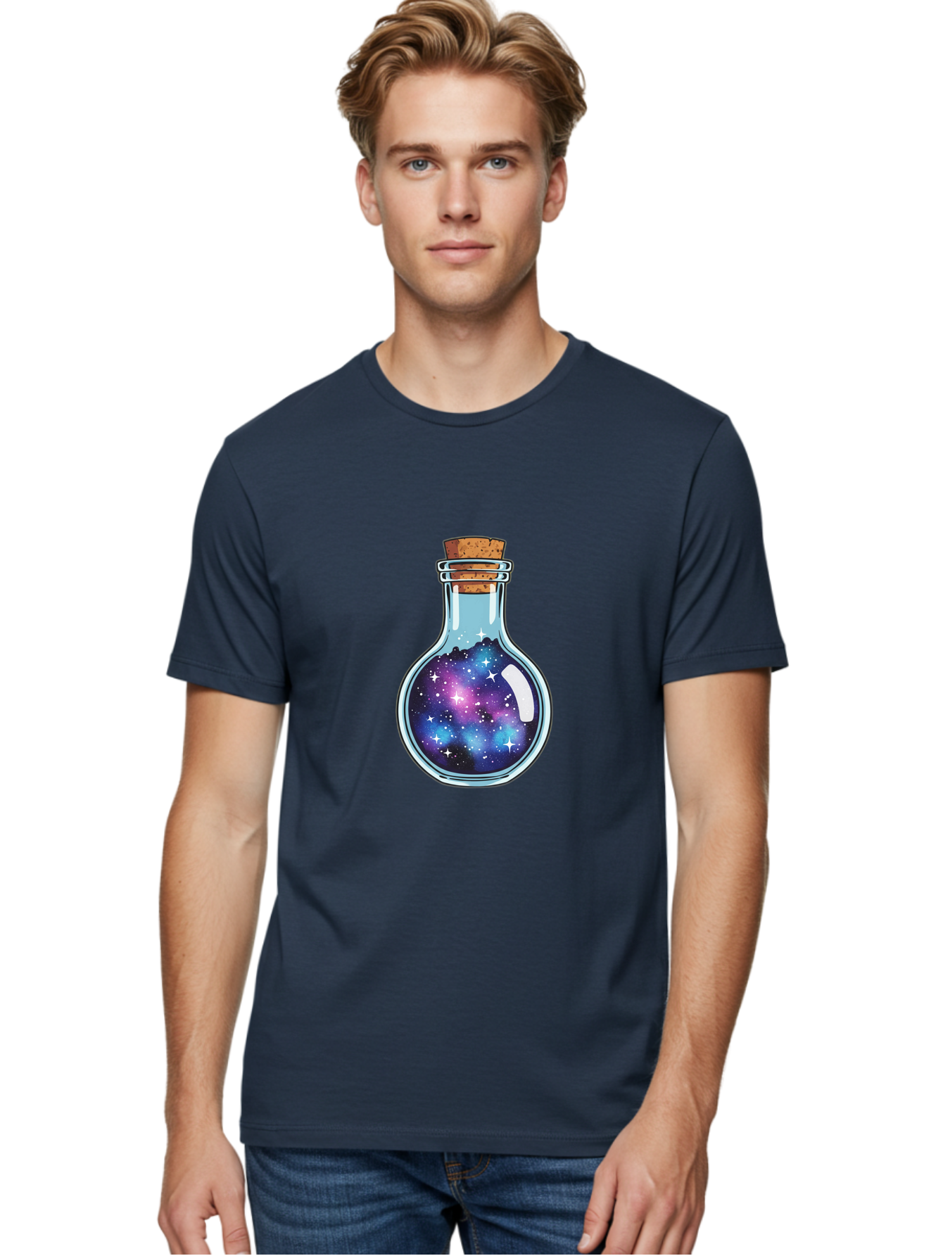 Galaxy-In-Bottle-13 Men'S Graphic Tee, 100% Cotton, Comfortable Casual Summer Wear, Machine Washable, Vintage Camera, Old Camera, Antique Camera, Black Camera, Classic Photography, Photography Equipment, Nostalgic Device, Film Camera, Baj024