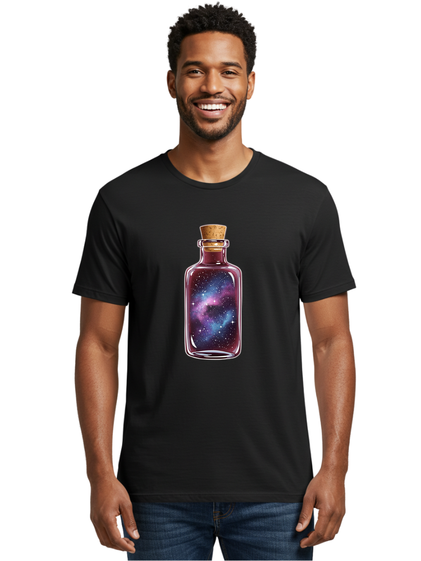 Galaxy-In-Bottle-14 Men'S Graphic Tee, 100% Cotton, Comfortable Casual Summer Wear, Machine Washable, Vintage Camera, Old Camera, Antique Camera, Black Camera, Classic Photography, Photography Equipment, Nostalgic Device, Film Camera, Baj025