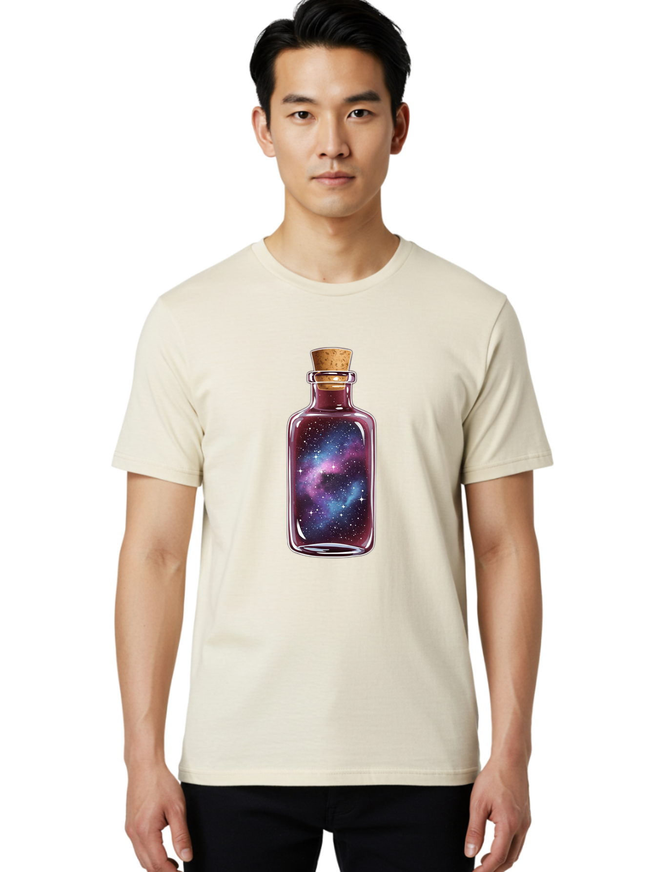 Galaxy-In-Bottle-14 Men'S Graphic Tee, 100% Cotton, Comfortable Casual Summer Wear, Machine Washable, Vintage Camera, Old Camera, Antique Camera, Black Camera, Classic Photography, Photography Equipment, Nostalgic Device, Film Camera, Baj025