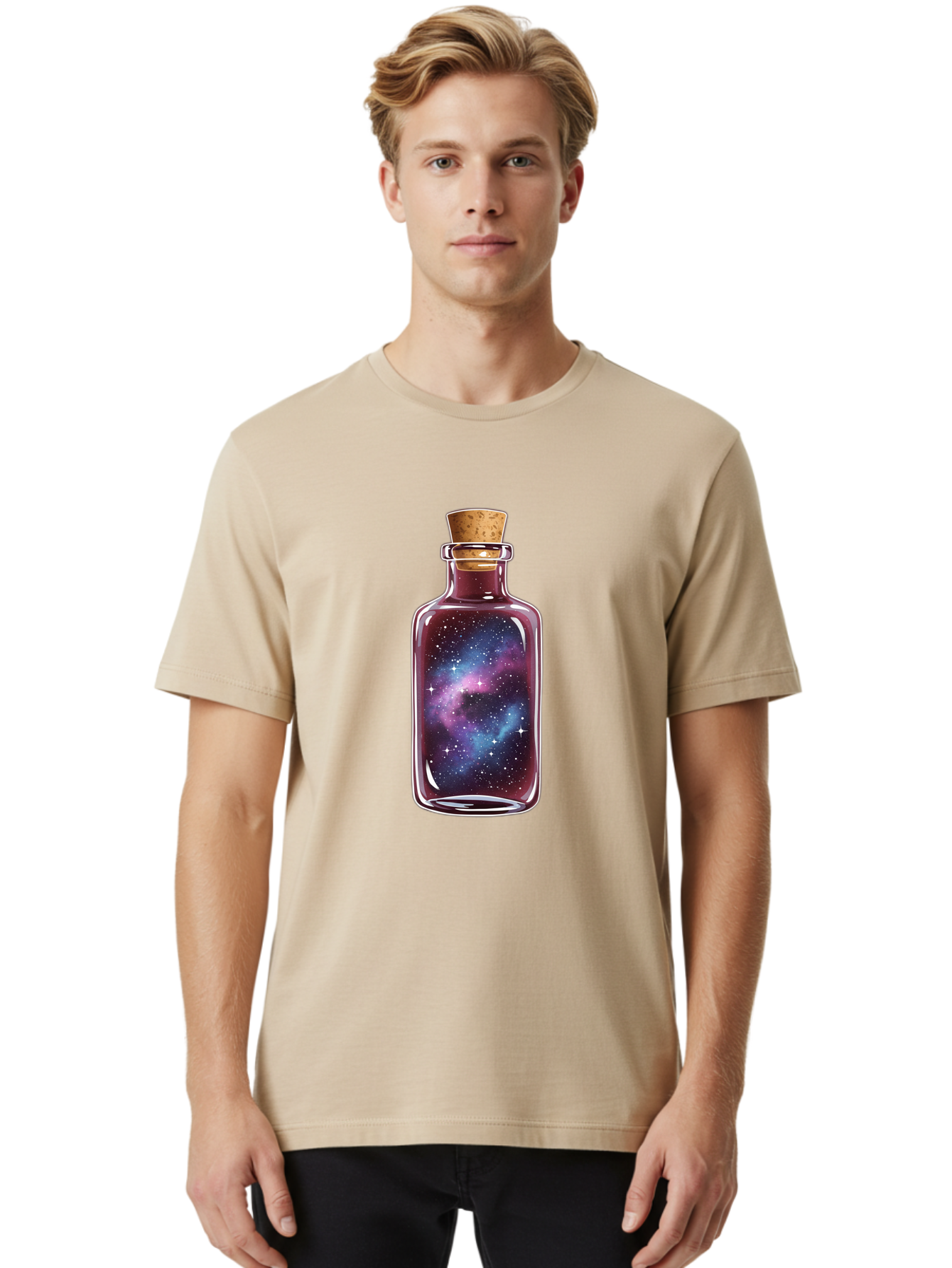 Galaxy-In-Bottle-14 Men'S Graphic Tee, 100% Cotton, Comfortable Casual Summer Wear, Machine Washable, Vintage Camera, Old Camera, Antique Camera, Black Camera, Classic Photography, Photography Equipment, Nostalgic Device, Film Camera, Baj025