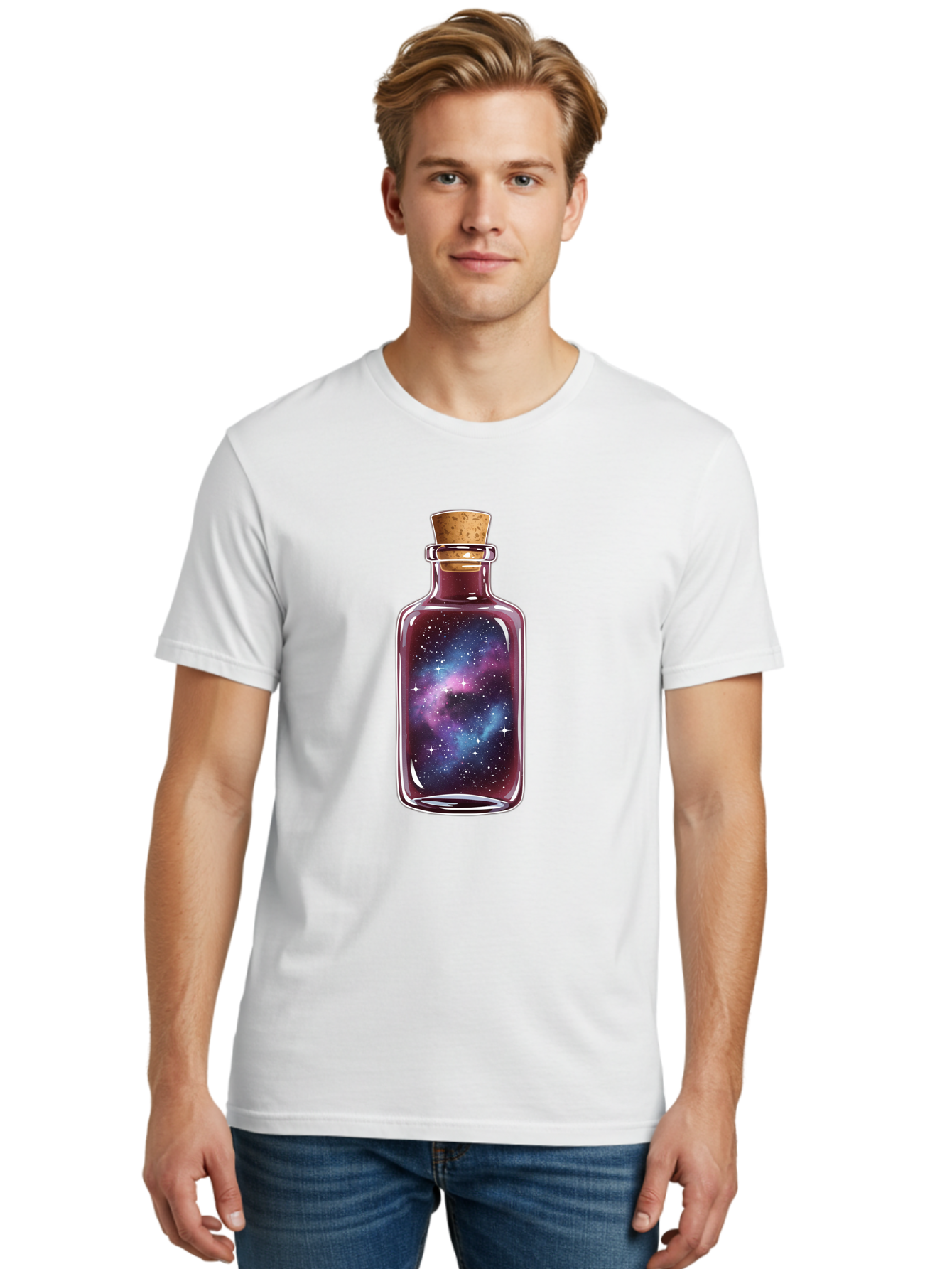 Galaxy-In-Bottle-14 Men'S Graphic Tee, 100% Cotton, Comfortable Casual Summer Wear, Machine Washable, Vintage Camera, Old Camera, Antique Camera, Black Camera, Classic Photography, Photography Equipment, Nostalgic Device, Film Camera, Baj025