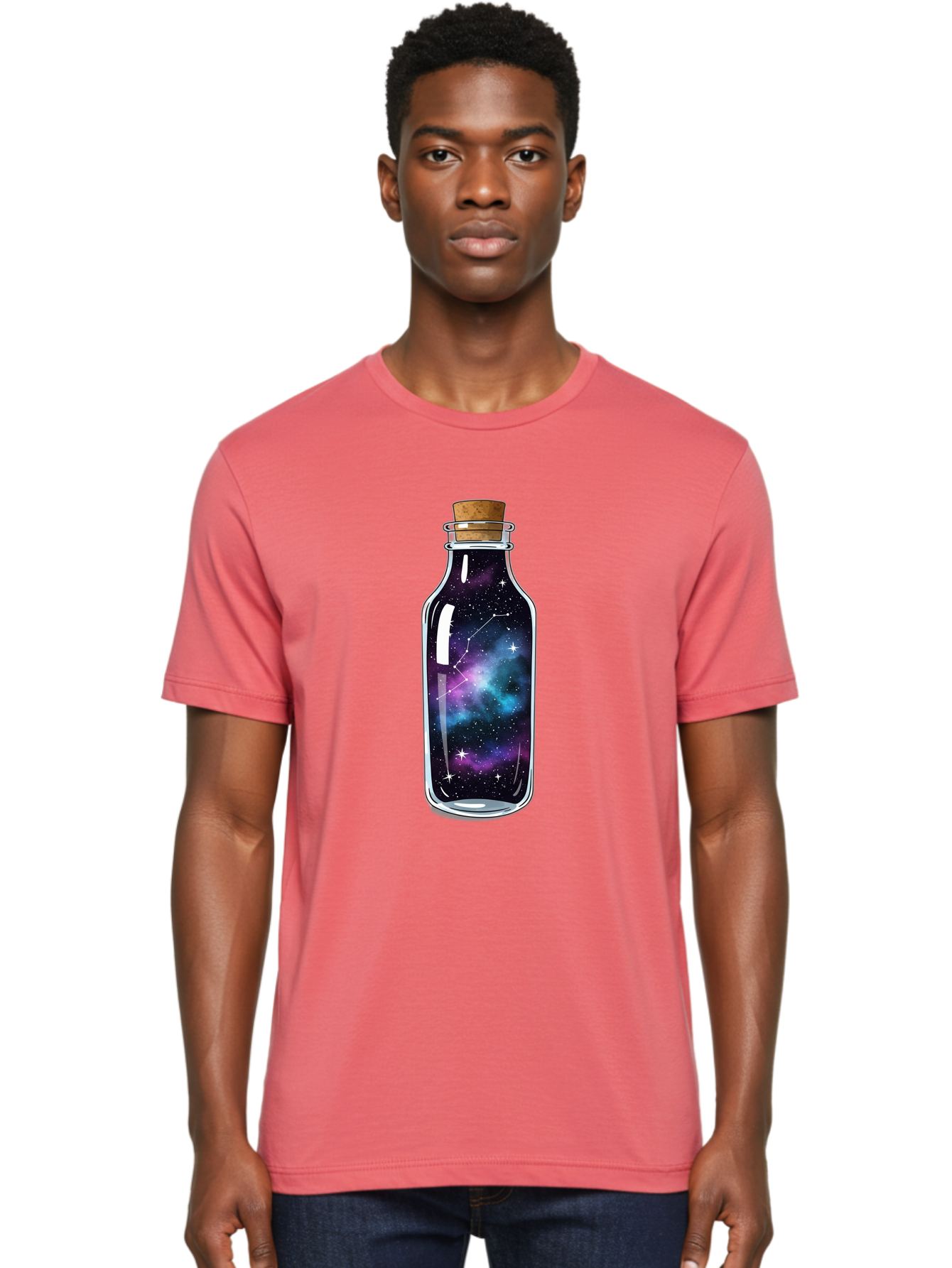 Galaxy-In-Bottle-15 Men'S Graphic Tee, 100% Cotton, Comfortable Casual Summer Wear, Machine Washable, Vintage Camera, Old Camera, Antique Camera, Black Camera, Classic Photography, Photography Equipment, Nostalgic Device, Film Camera, Baj026