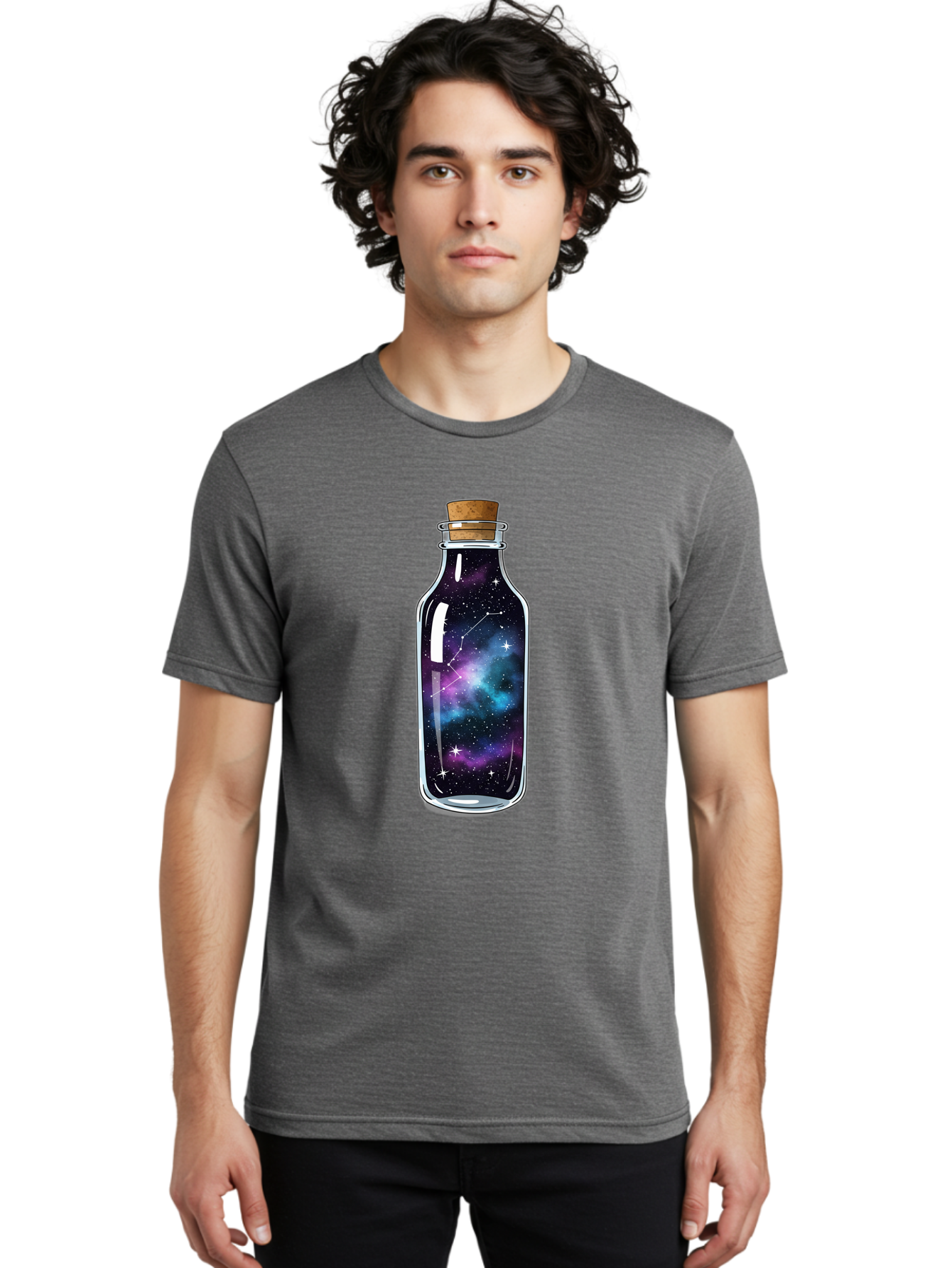 Galaxy-In-Bottle-15 Men'S Graphic Tee, 100% Cotton, Comfortable Casual Summer Wear, Machine Washable, Vintage Camera, Old Camera, Antique Camera, Black Camera, Classic Photography, Photography Equipment, Nostalgic Device, Film Camera, Baj026