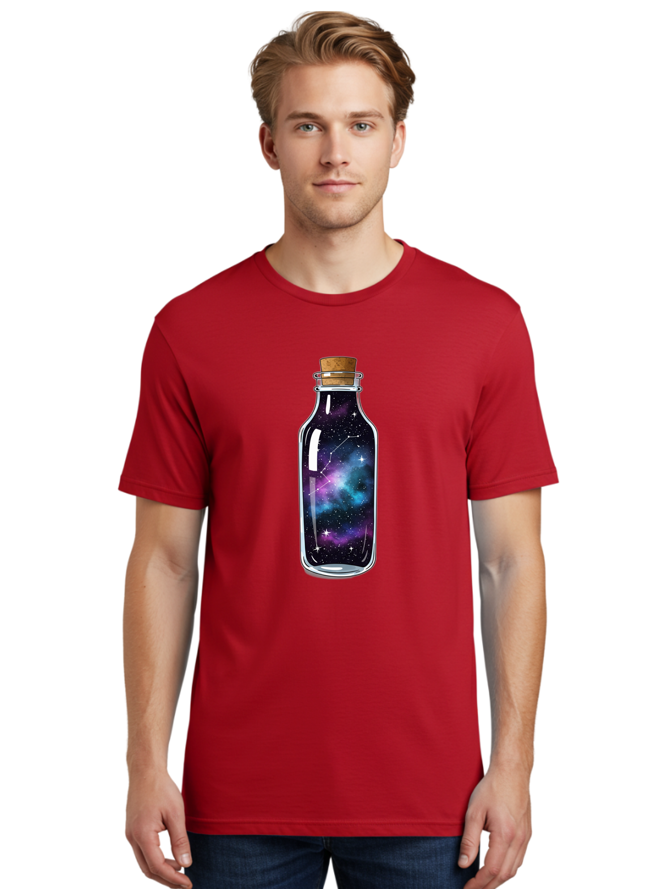 Galaxy-In-Bottle-15 Men'S Graphic Tee, 100% Cotton, Comfortable Casual Summer Wear, Machine Washable, Vintage Camera, Old Camera, Antique Camera, Black Camera, Classic Photography, Photography Equipment, Nostalgic Device, Film Camera, Baj026