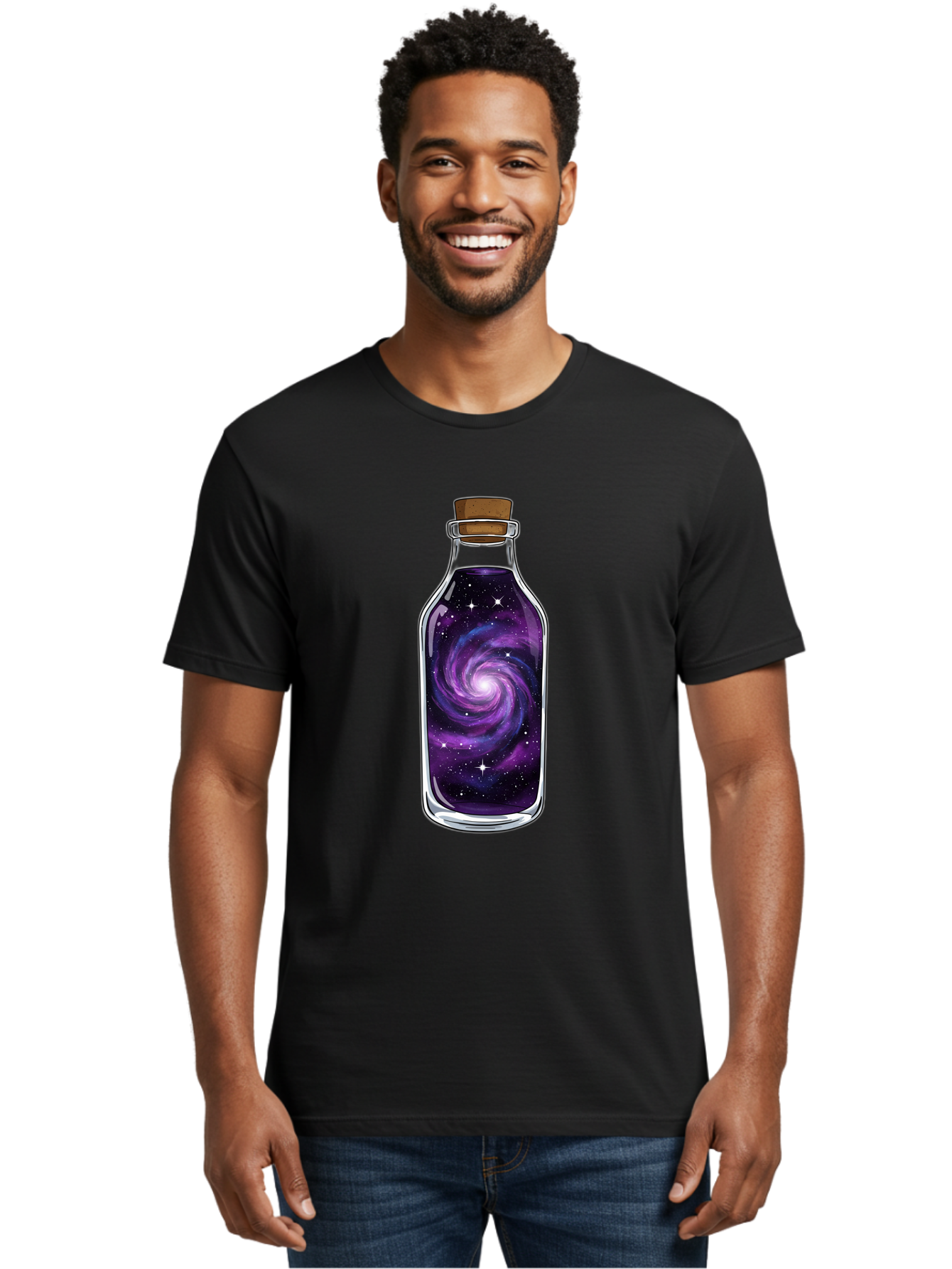 Galaxy-In-Bottle-16 Men'S Graphic Tee, 100% Cotton, Comfortable Casual Summer Wear, Machine Washable, Vintage Camera, Old Camera, Antique Camera, Black Camera, Classic Photography, Photography Equipment, Nostalgic Device, Film Camera, Baj027