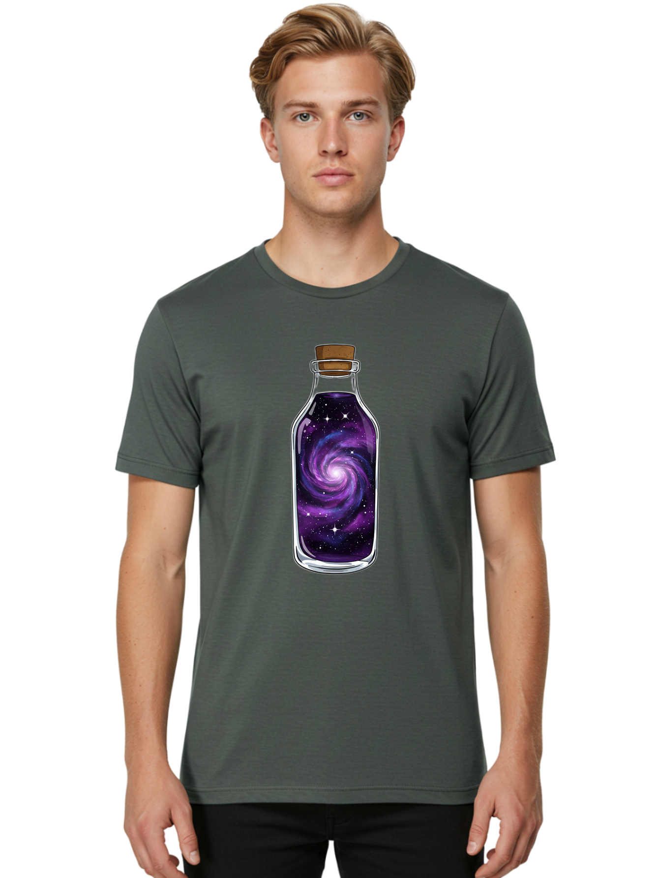 Galaxy-In-Bottle-16 Men'S Graphic Tee, 100% Cotton, Comfortable Casual Summer Wear, Machine Washable, Vintage Camera, Old Camera, Antique Camera, Black Camera, Classic Photography, Photography Equipment, Nostalgic Device, Film Camera, Baj027